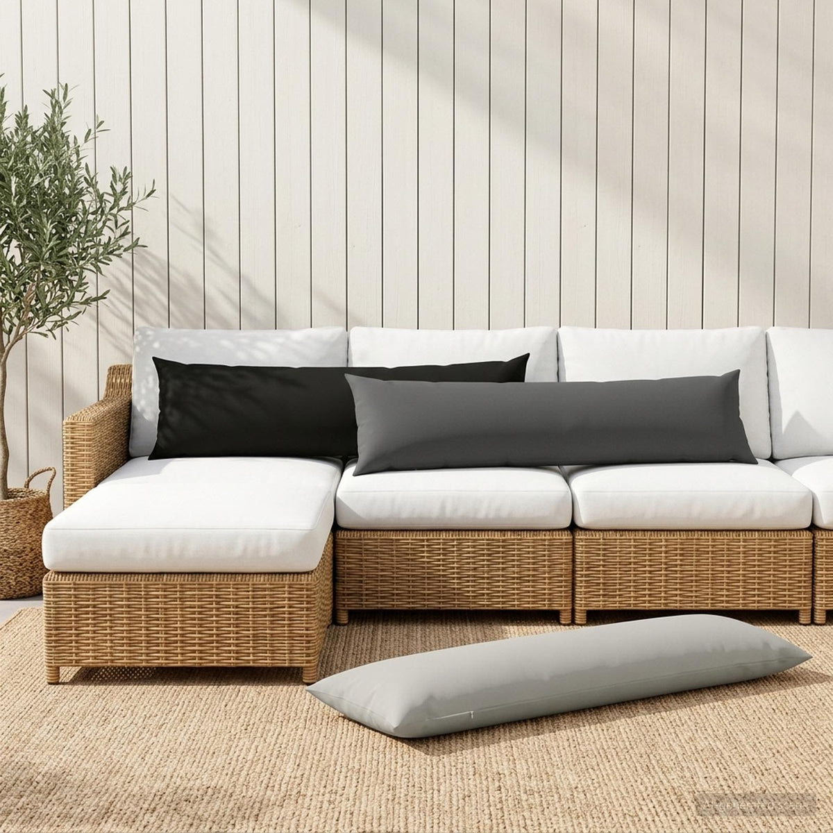 Cushion with Pillow HEERLEN Anthracite 40 x 145 cm Polyester