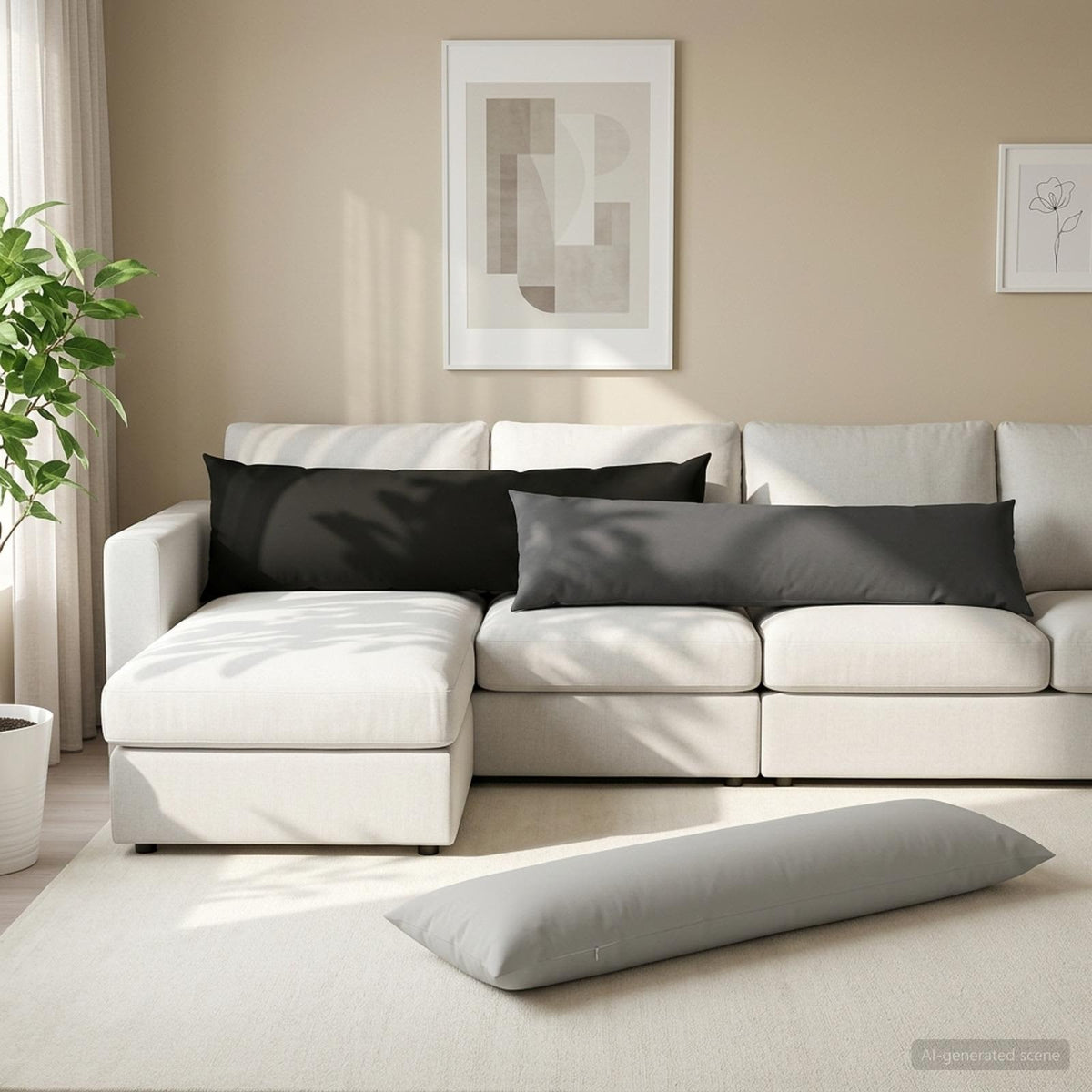 Cushion with Pillow HEERLEN Black 40 x 145 cm Polyester