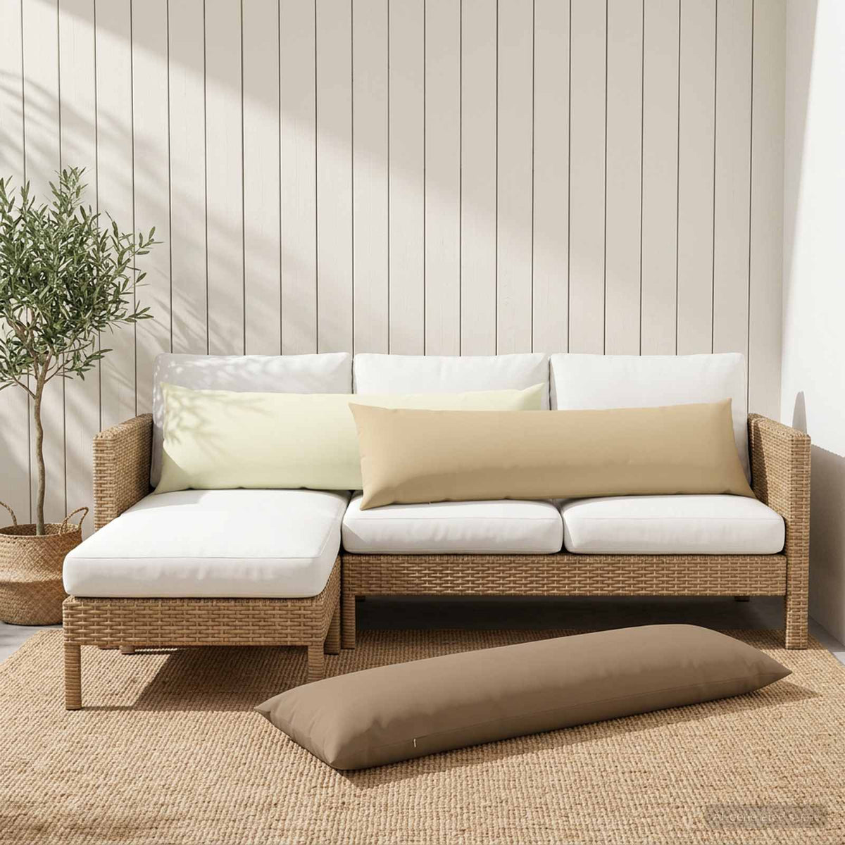 Cushion Cover 2 pcs HEERLEN Cream 40 x 145 cm Polyester