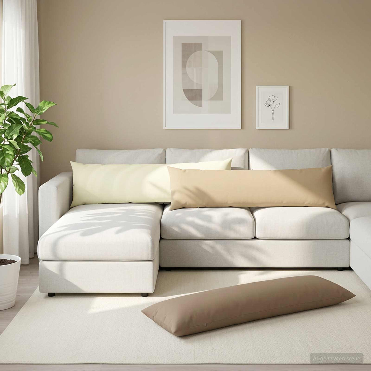 Throw Pillow 2 pcs HEERLEN Beige 40 x 145 cm Polyester