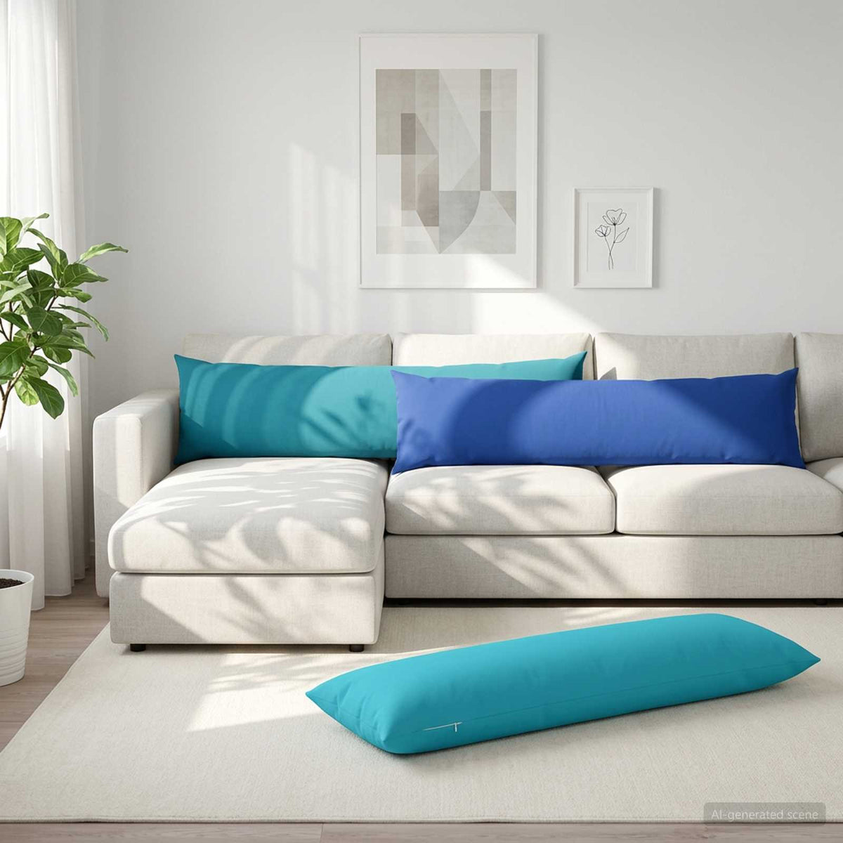 Cushion with Pillow HEERLEN 2 pcs Turquoise Polyester