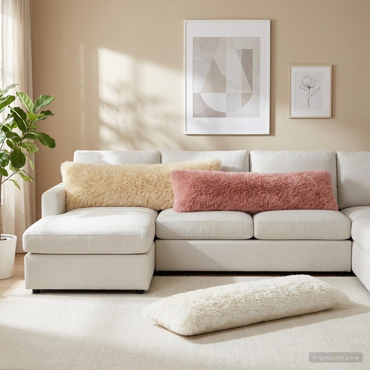 Cushion Cover HEERLEN White 40 x 145 cm PV Fleece