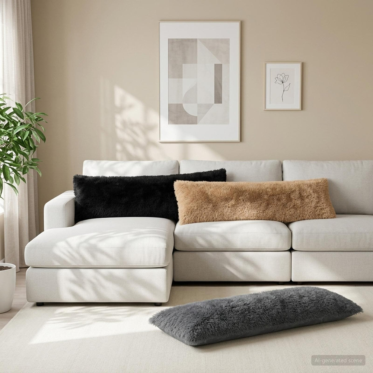 Cushion Cover HEERLEN Black 40 x 145 cm PV Fleece