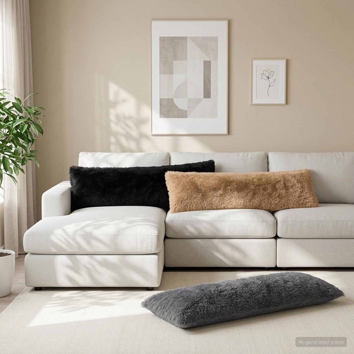 Cushion with Pillow HEERLEN Black 40 x 145 cm PV Fleece