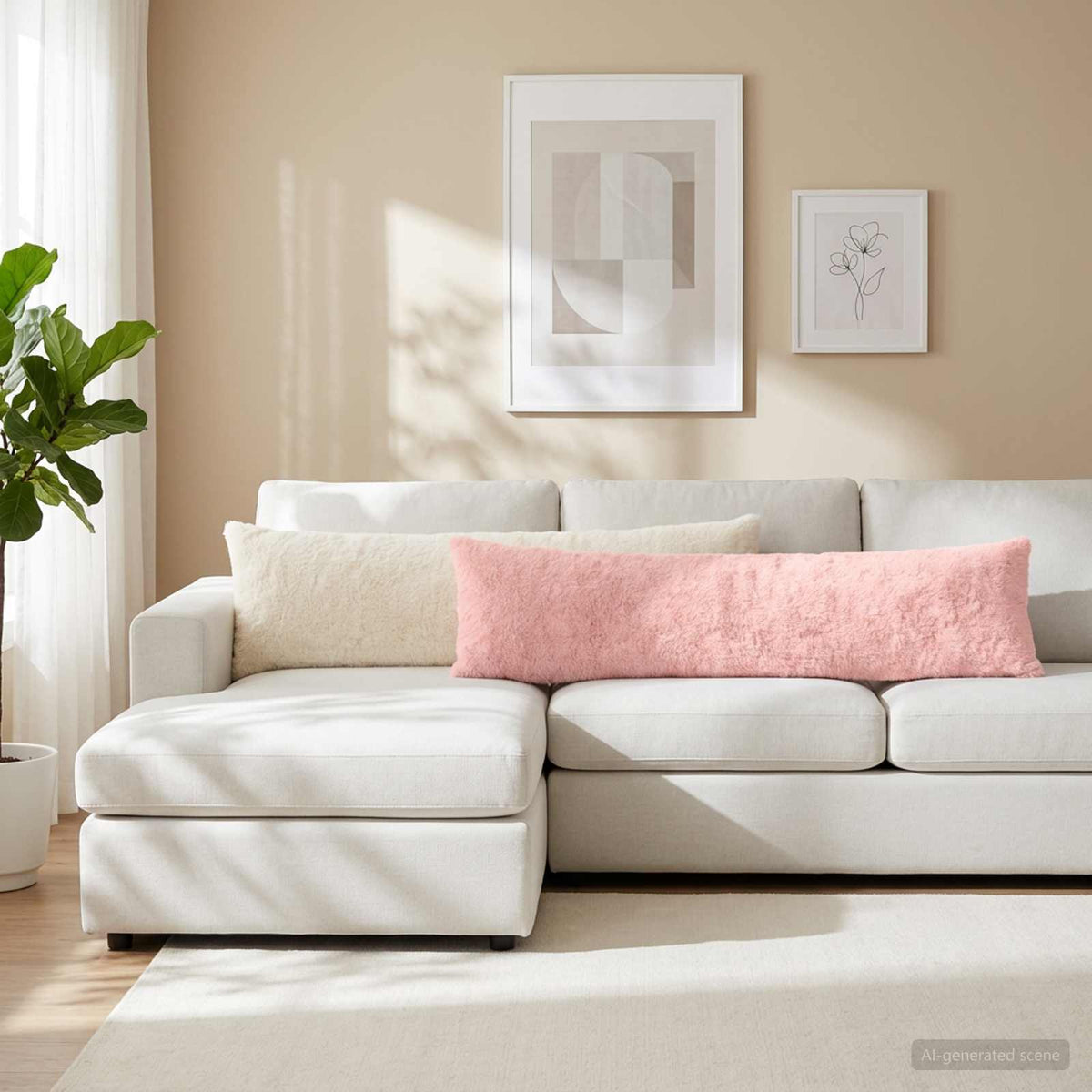Cushion Cover 2 pcs HEERLEN White 40 x 145 cm Faux Rabbit Fur