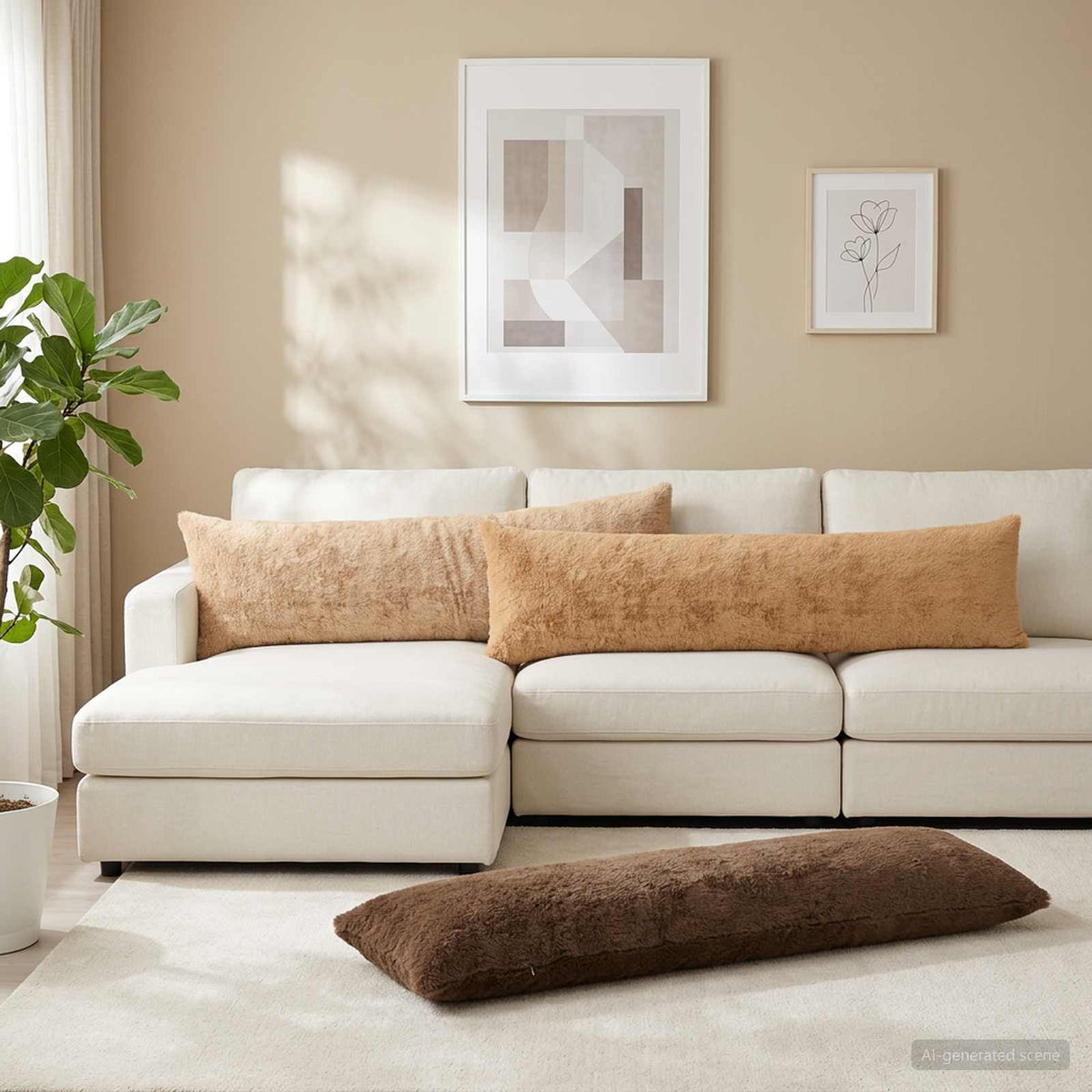 Cushion Cover 2 pcs HEERLEN Light Brown 40 x 145 cm