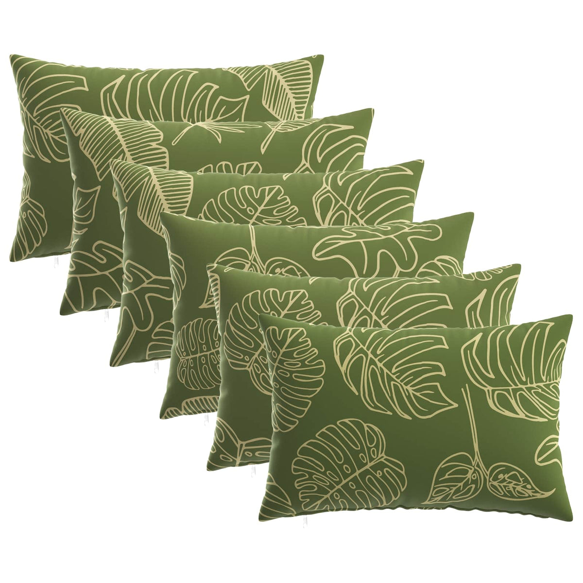 Cushion Cover 6 pcs HEERLEN Leaf Design 40 x 60 cm Polyester