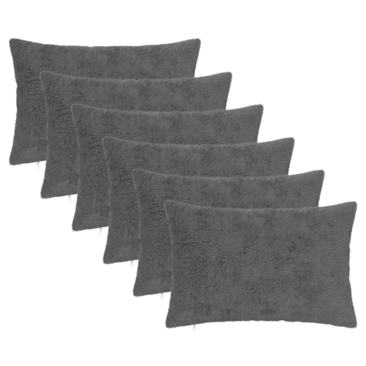 Cushion Cover 6 pcs HEERLEN Dark Grey 40 x 60 cm