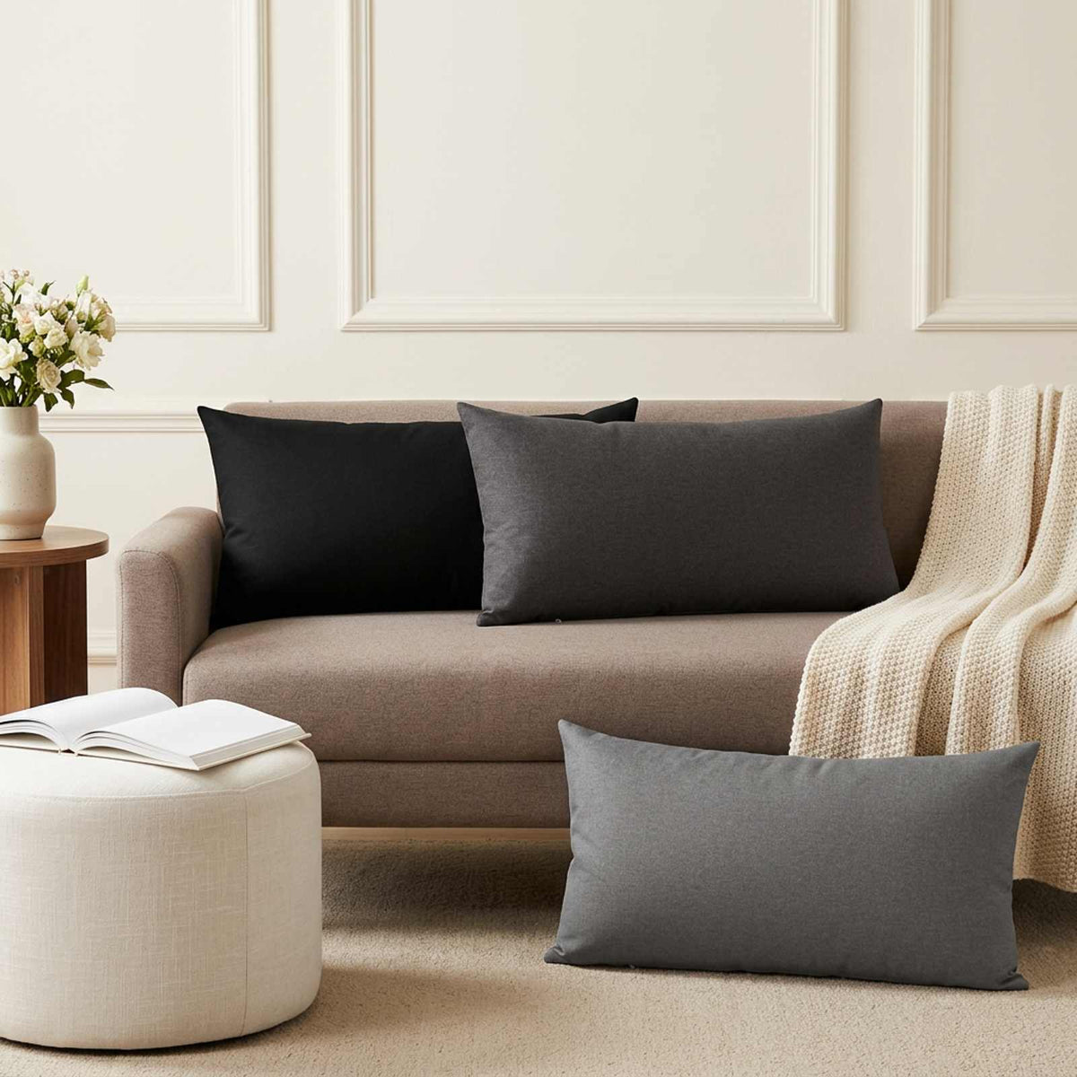 Cushion Cover 6 pcs HEERLEN Light Grey 40 x 70 cm Fabric