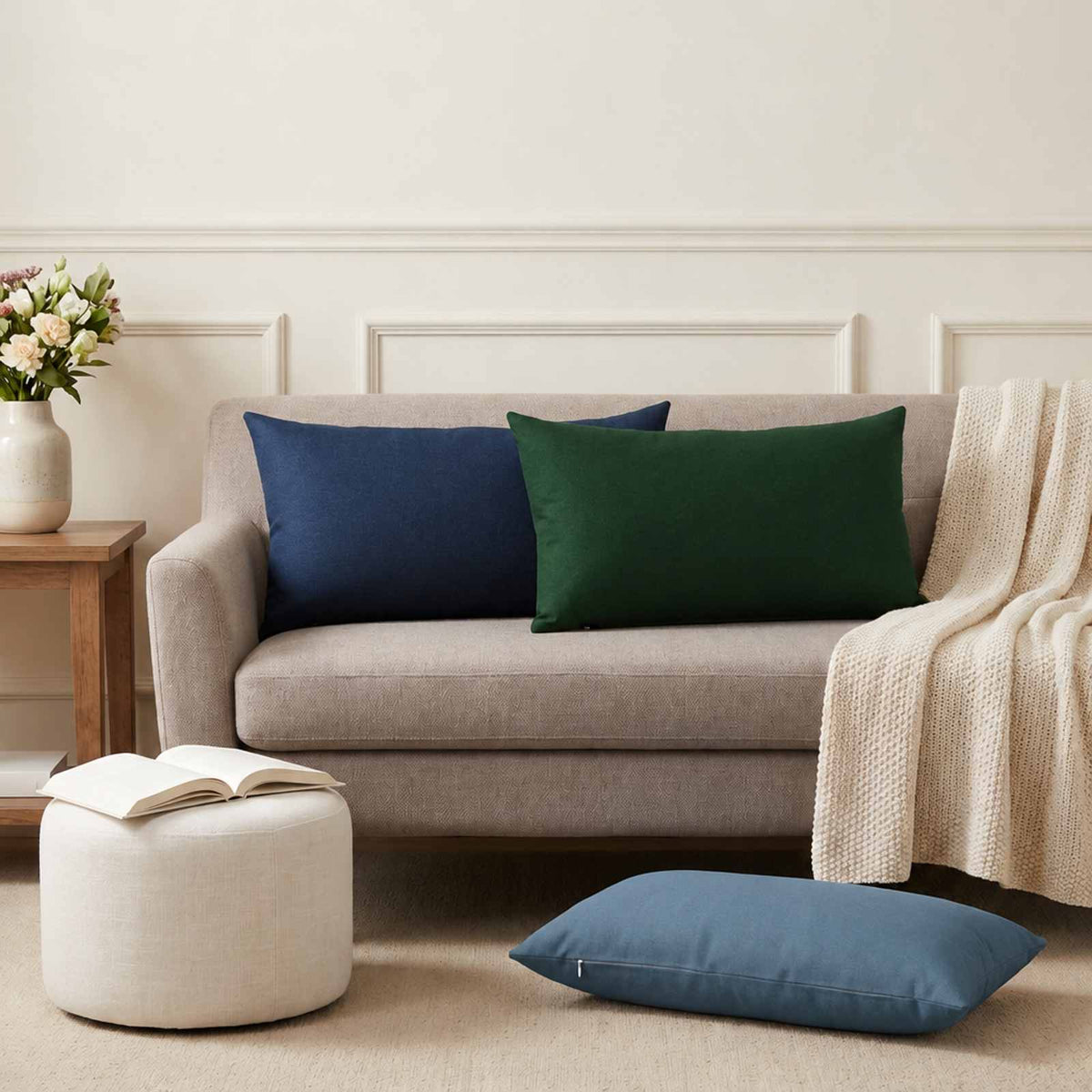 Cushion Cover 6 pcs HEERLEN Jeans Blue 40 x 70 cm Fabric