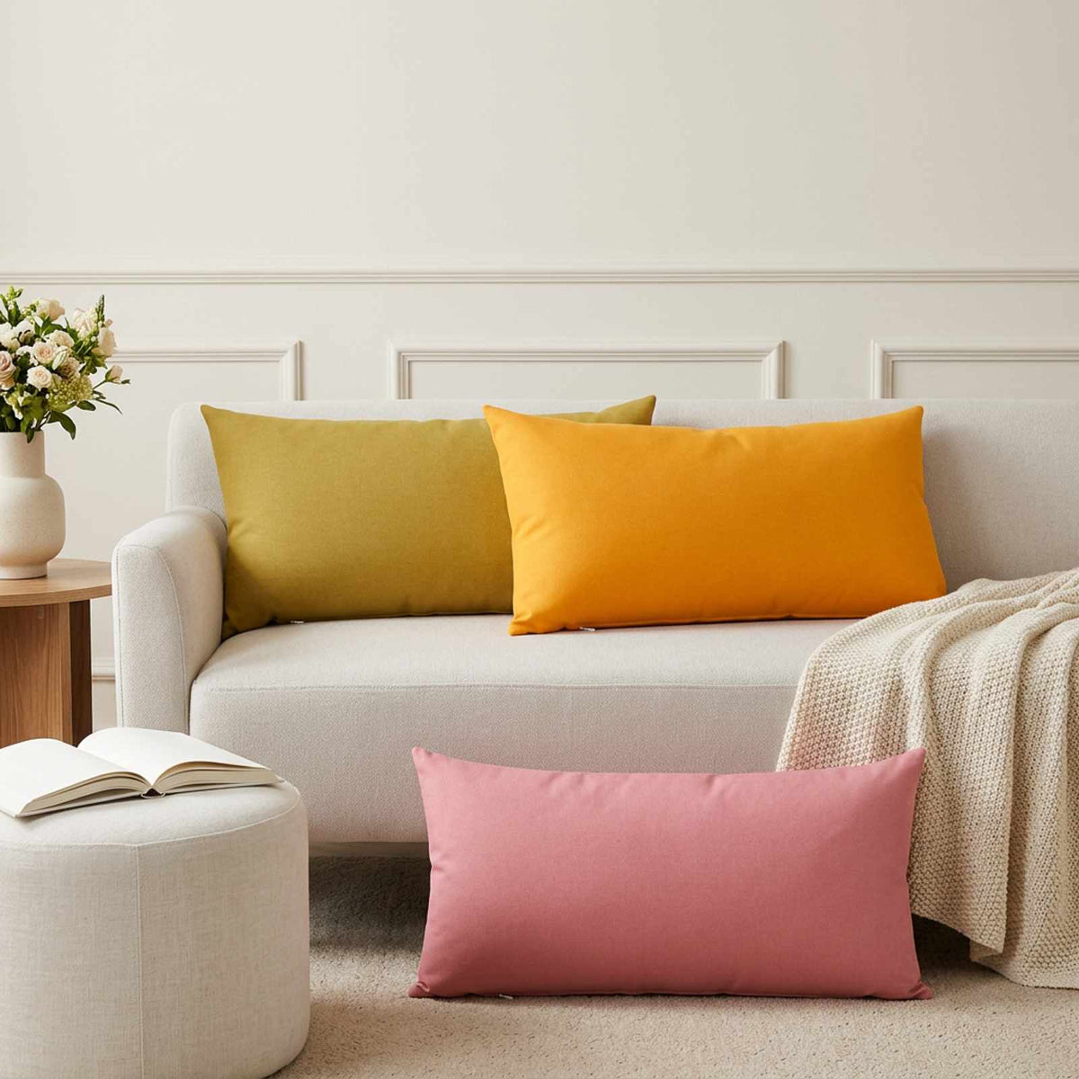 Cushion Cover 6 pcs HEERLEN Light Yellow 40 x 70 cm Fabric