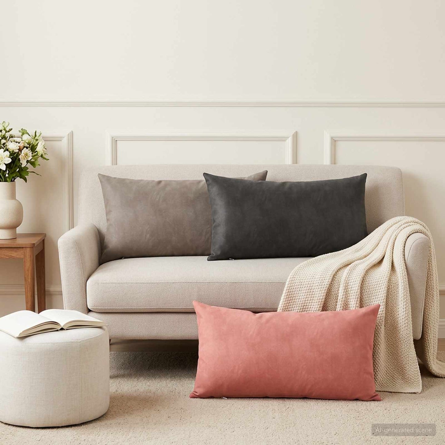Cushion with Pillow HEERLEN 2 pcs Pink Velvet