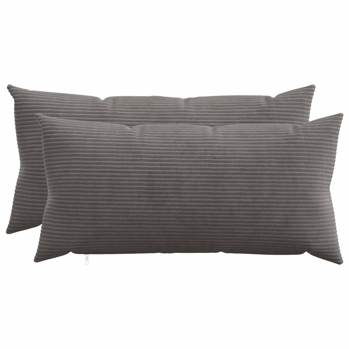 Cushion Cover 2 pcs HEERLEN Dark Grey 40 x 70 cm Corduroy