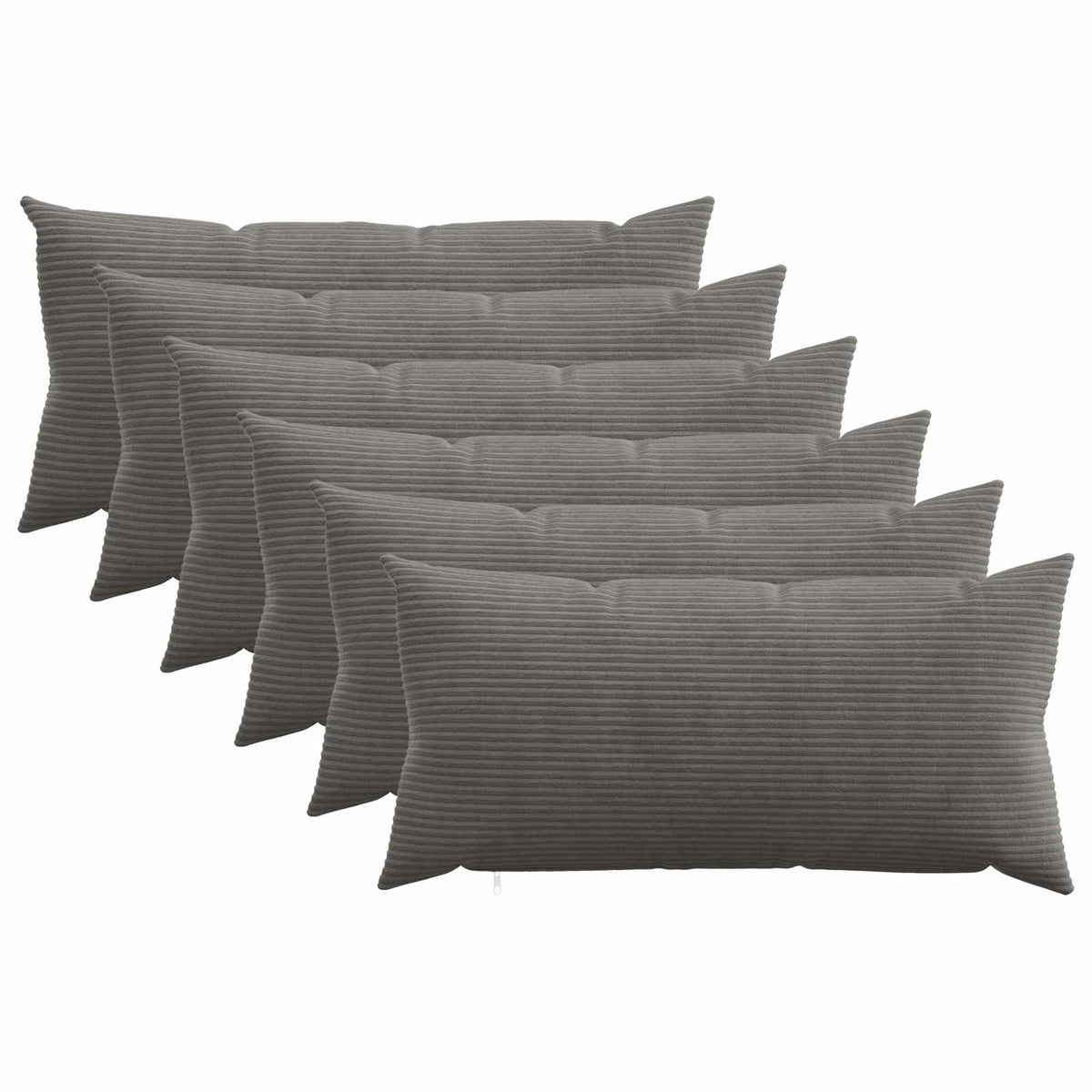 Cushion Cover 6 pcs HEERLEN Dark Grey 40 x 70 cm Corduroy