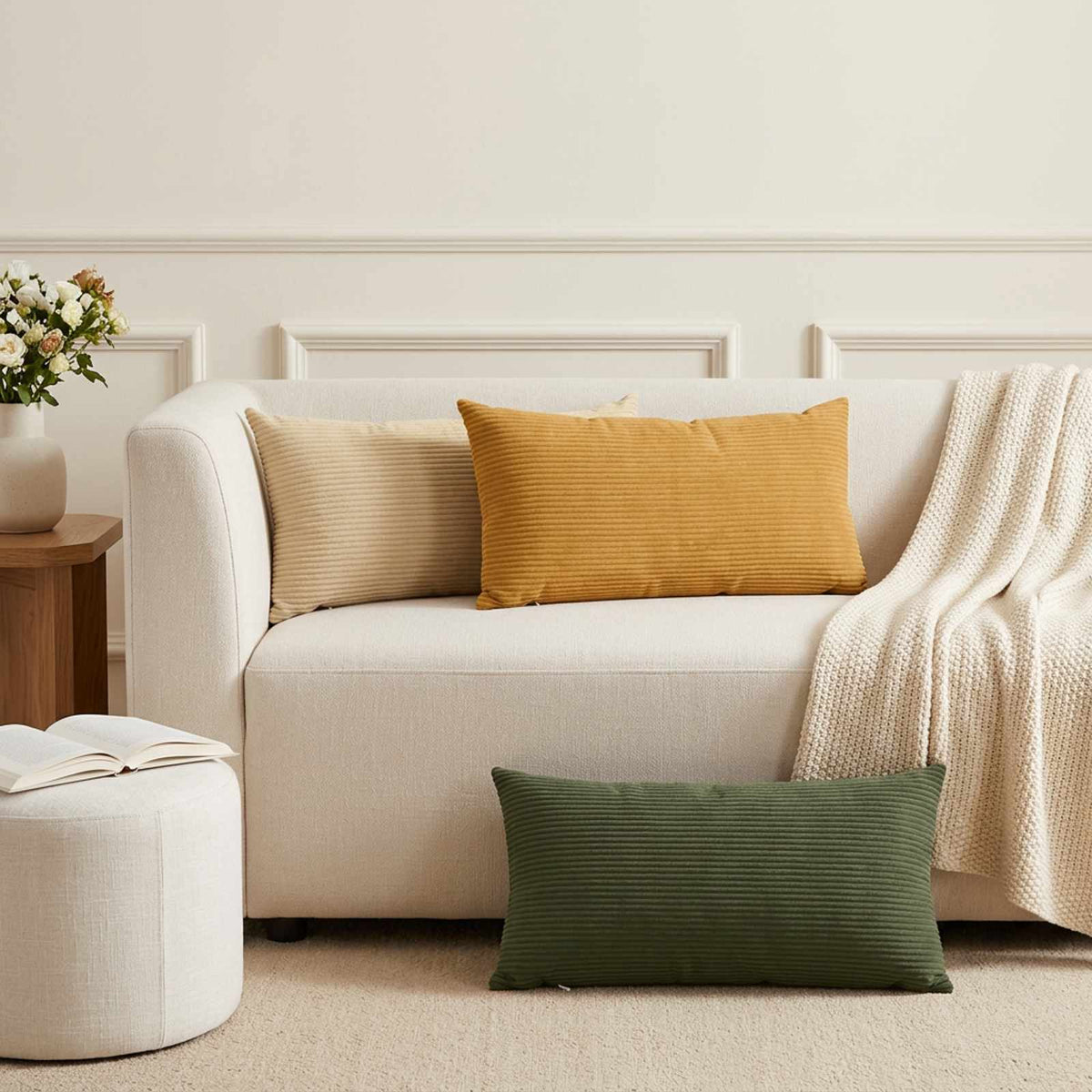 Cushion Cover 2 pcs HEERLEN Green 40 x 80 cm Corduroy