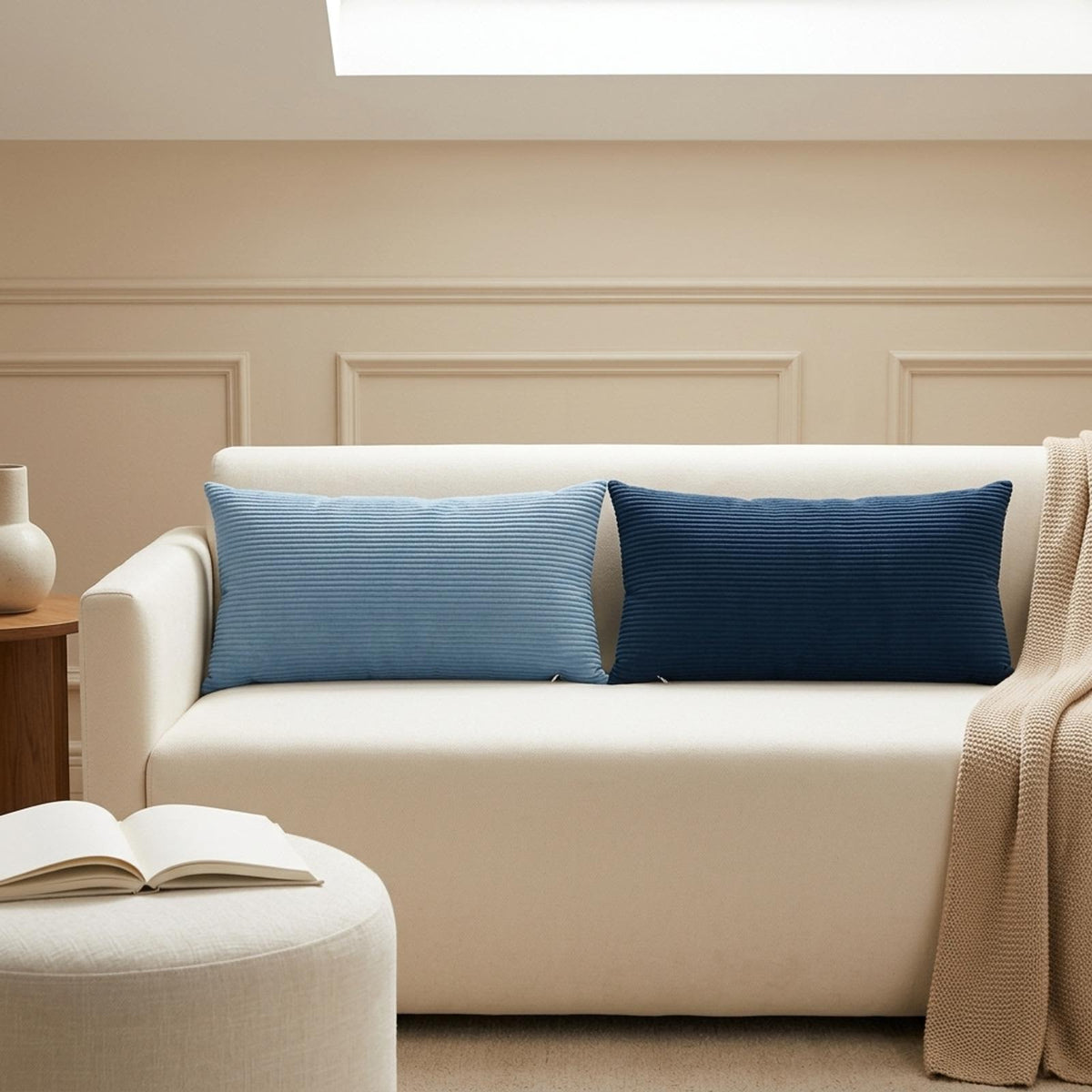 Cushion Cover 6 pcs HEERLEN Navy Blue 40 x 70 cm Corduroy