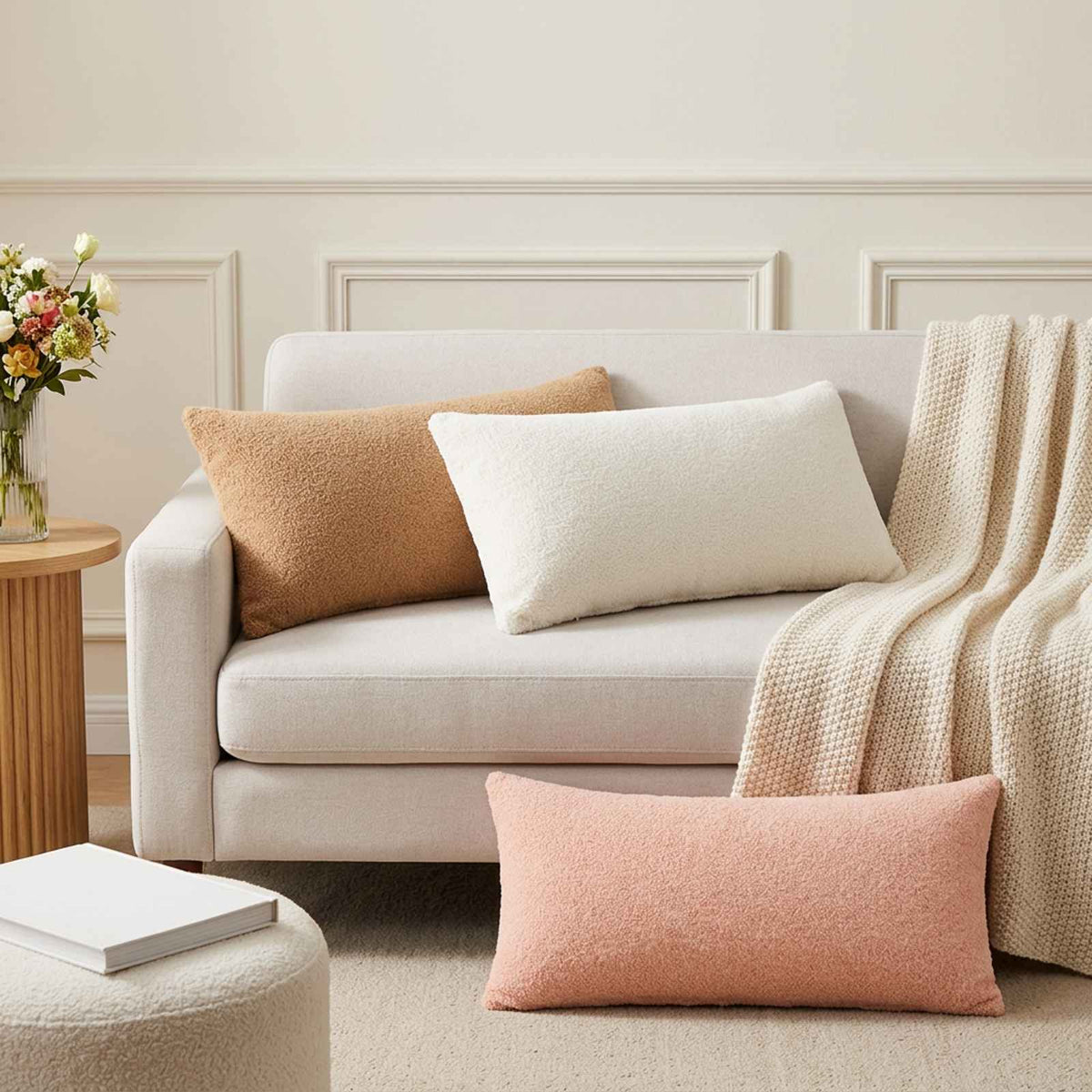 Cushion Cover 2 pcs HEERLEN Beige 40 x 70 cm Bouclé