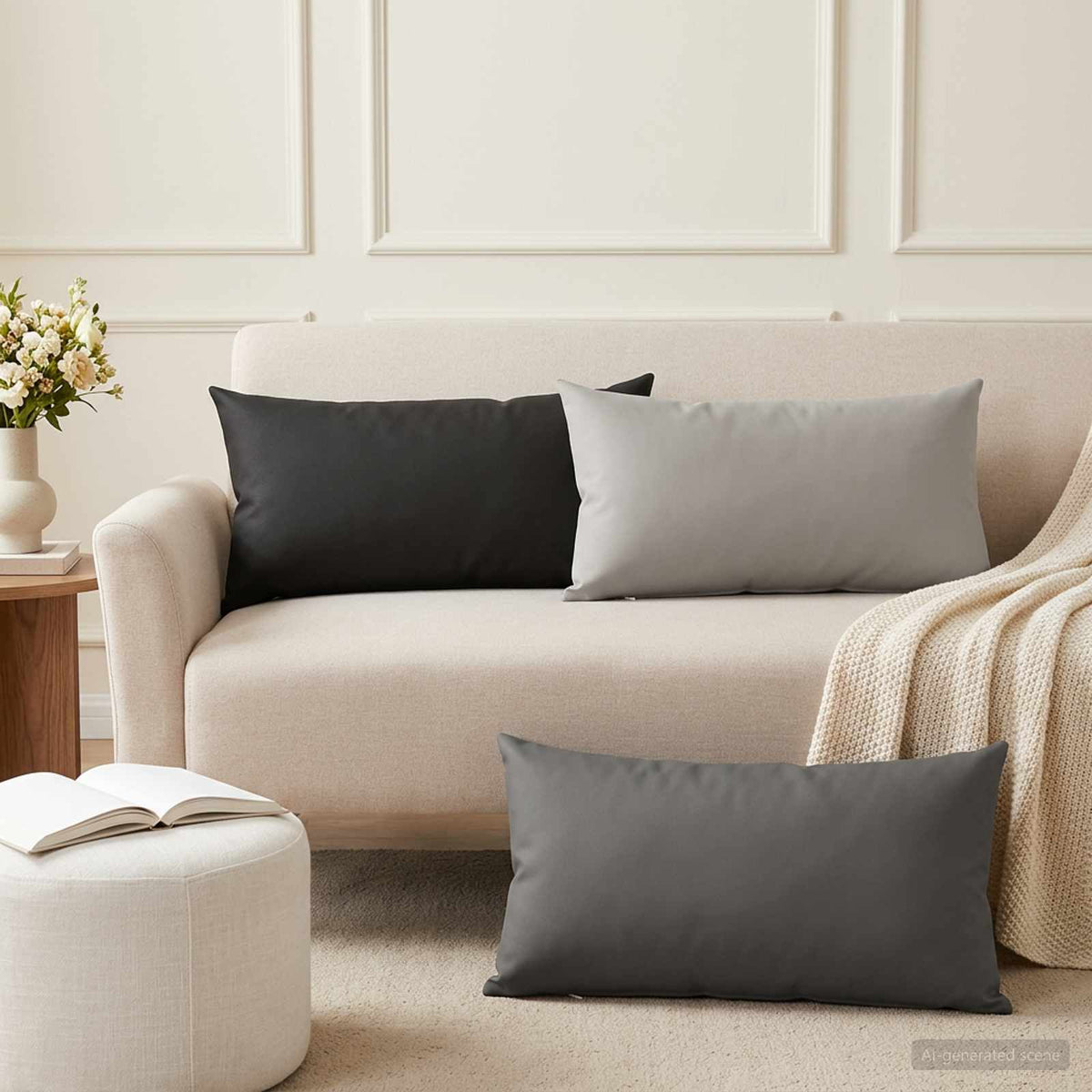 Cushion with Pillow HEERLEN 12 pcs Black Polyester