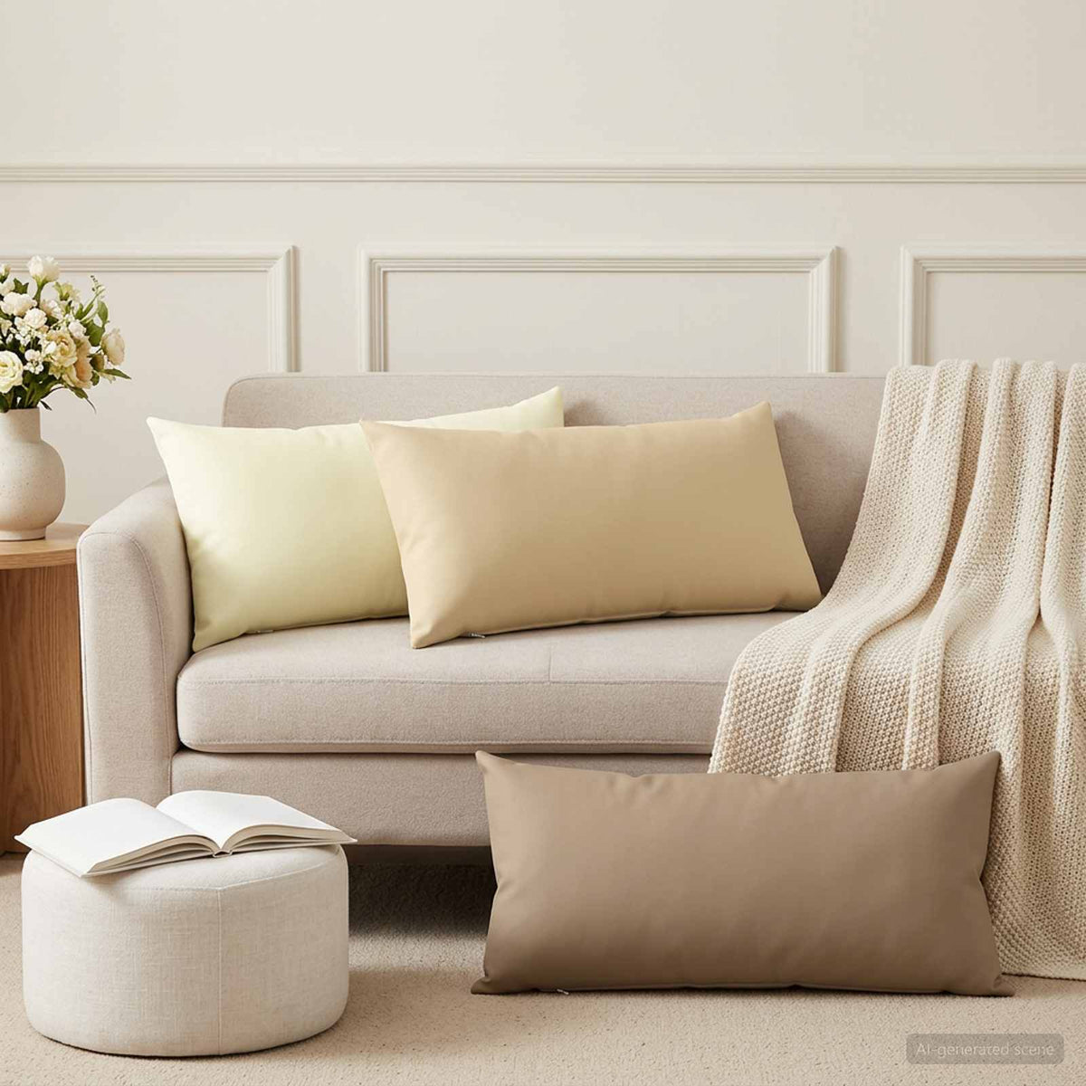 Cushion with Pillow HEERLEN 6 pcs Taupe Polyester