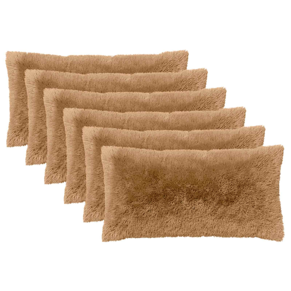 Cushion Cover 6 pcs HEERLEN Taupe 40 x 70 cm PV Fleece