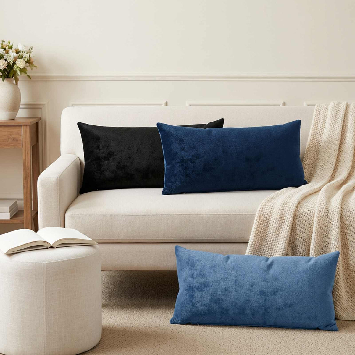 Cushion Cover 2 pcs HEERLEN Light Blue 40 x 80 cm Flannel