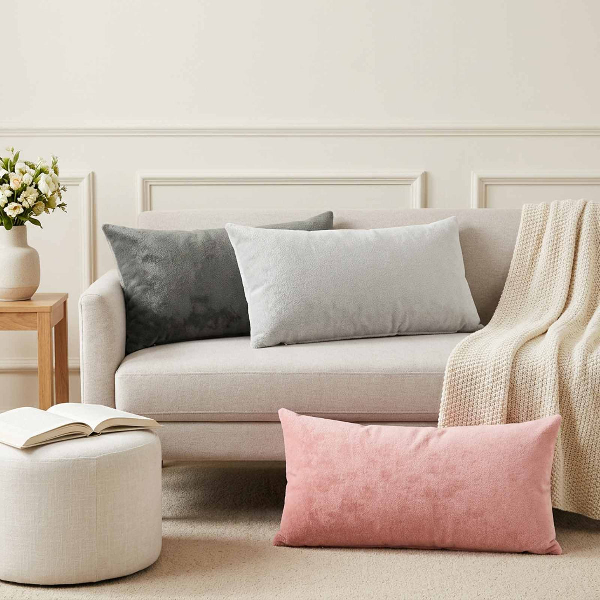 Cushion Cover 6 pcs HEERLEN Dark Grey 40 x 80 cm Flannel