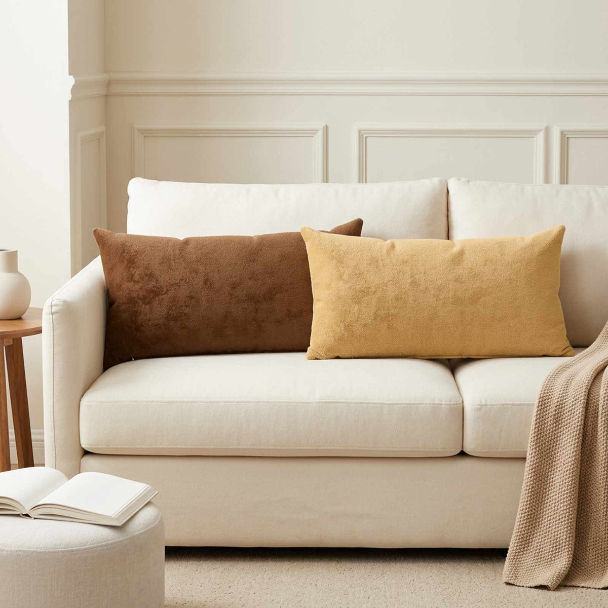 Cushion Cover 6 pcs HEERLEN Taupe 40 x 80 cm Flannel