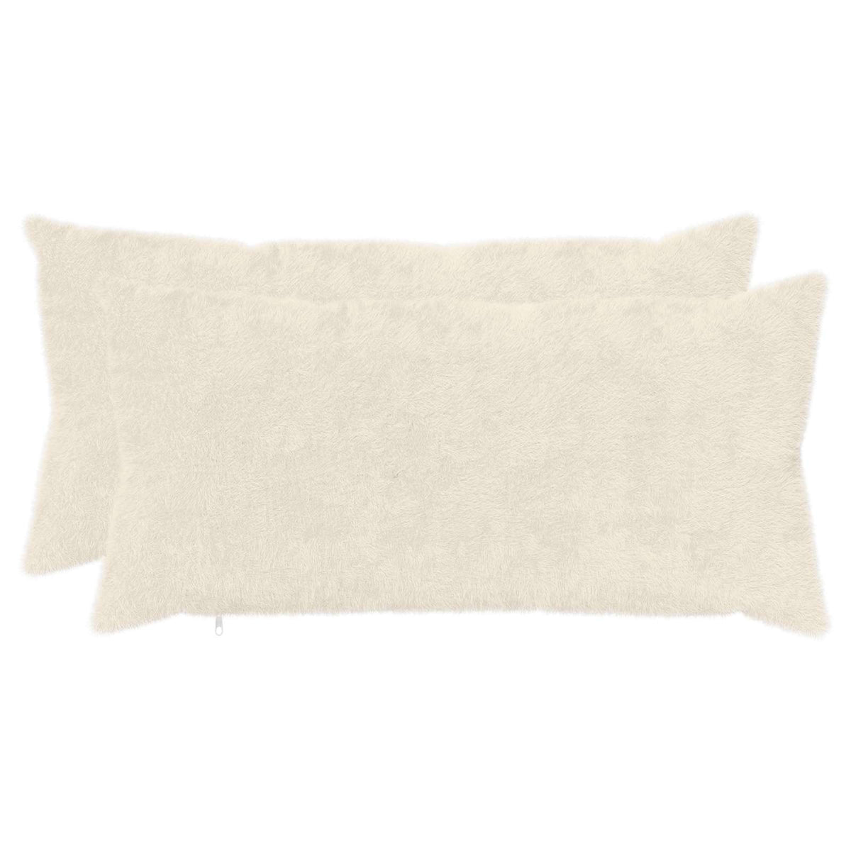 Cushion Cover 2 pcs HEERLEN White 40 x 70 cm Faux Rabbit Fur
