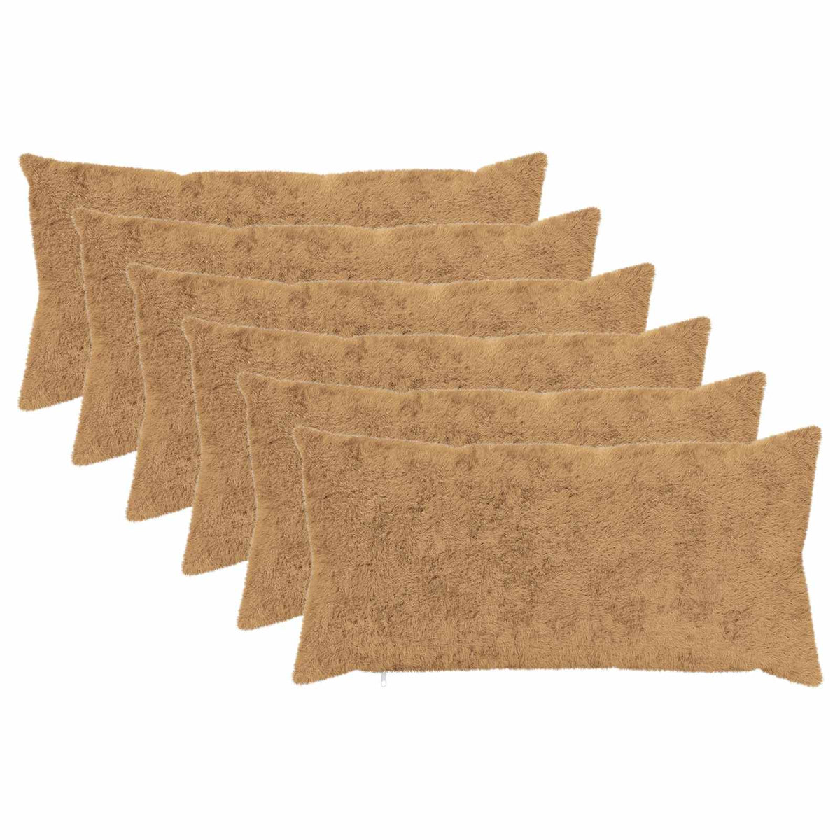 Cushion Cover 6 pcs HEERLEN Taupe 40 x 70 cm Faux Rabbit Fur