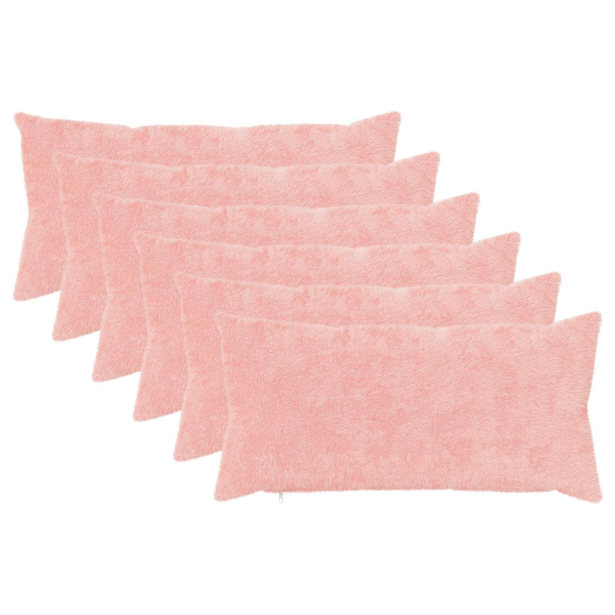 Cushion Cover 6 pcs HEERLEN Pink 40 x 70 cm Faux Rabbit Fur