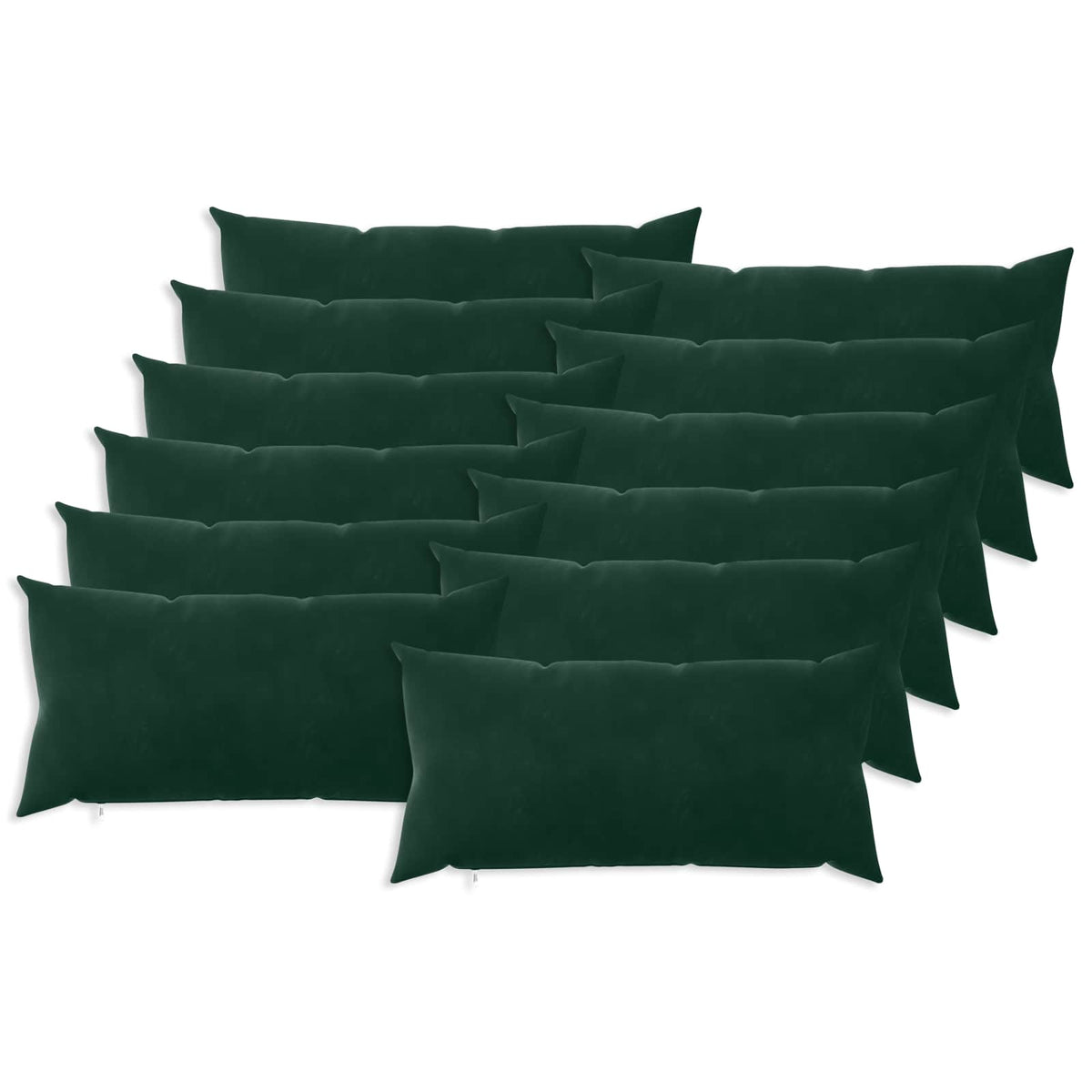 Cushion Cover 12 pcs HEERLEN Dark Green 40 x 80 cm Velvet