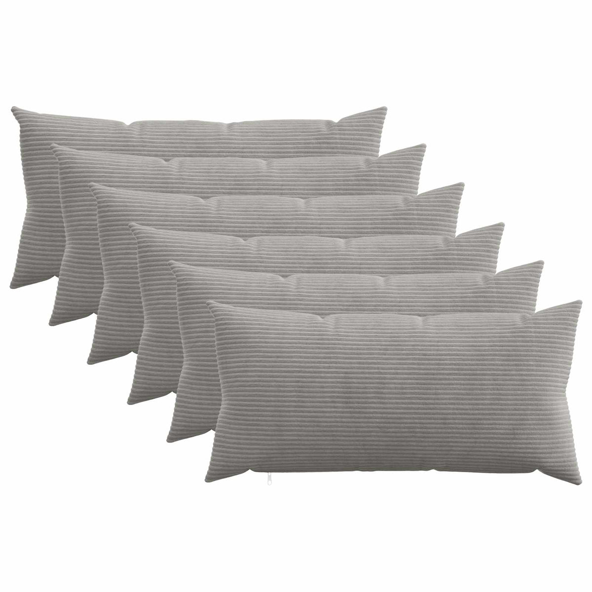 Cushion Cover 6 pcs HEERLEN Light Grey 40 x 80 cm Corduroy