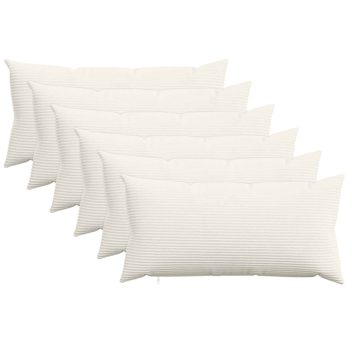 Cushion Cover 6 pcs HEERLEN Cream 40 x 80 cm Corduroy