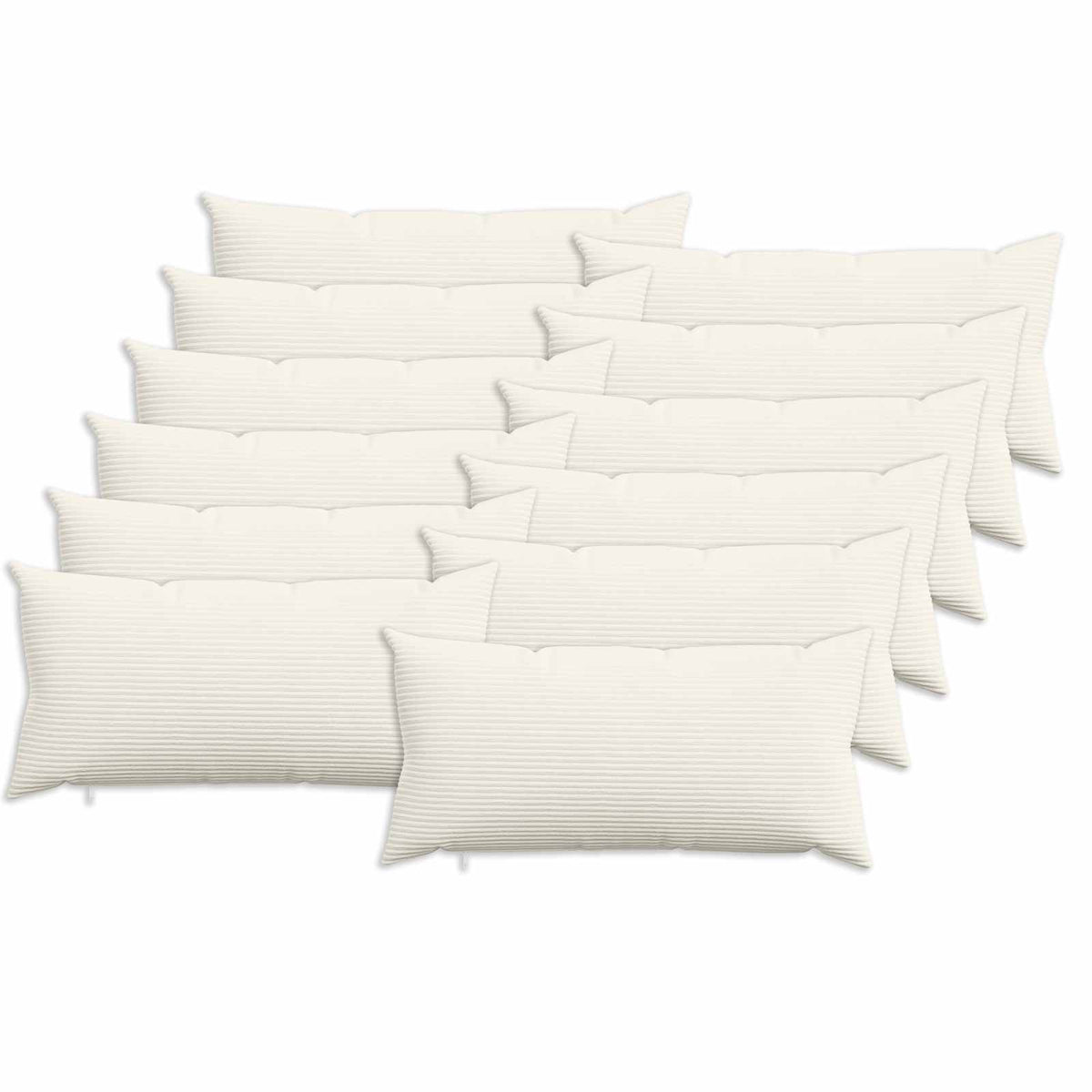 Cushion Cover 12 pcs HEERLEN Cream 40 x 80 cm Corduroy