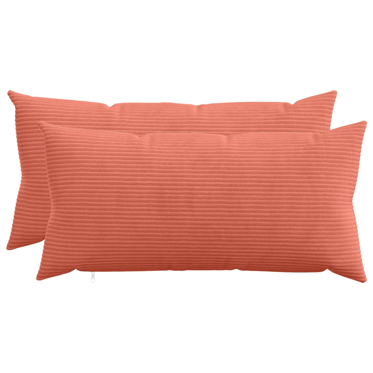 Cushion Cover 2 pcs HEERLEN Red Orange 40 x 80 cm Corduroy