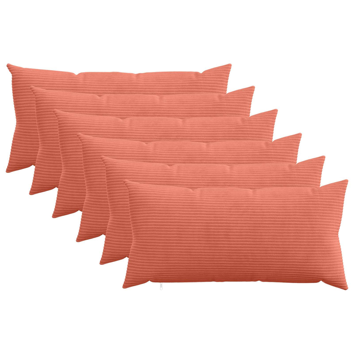 Cushion Cover 6 pcs HEERLEN Red Orange 40 x 80 cm Corduroy