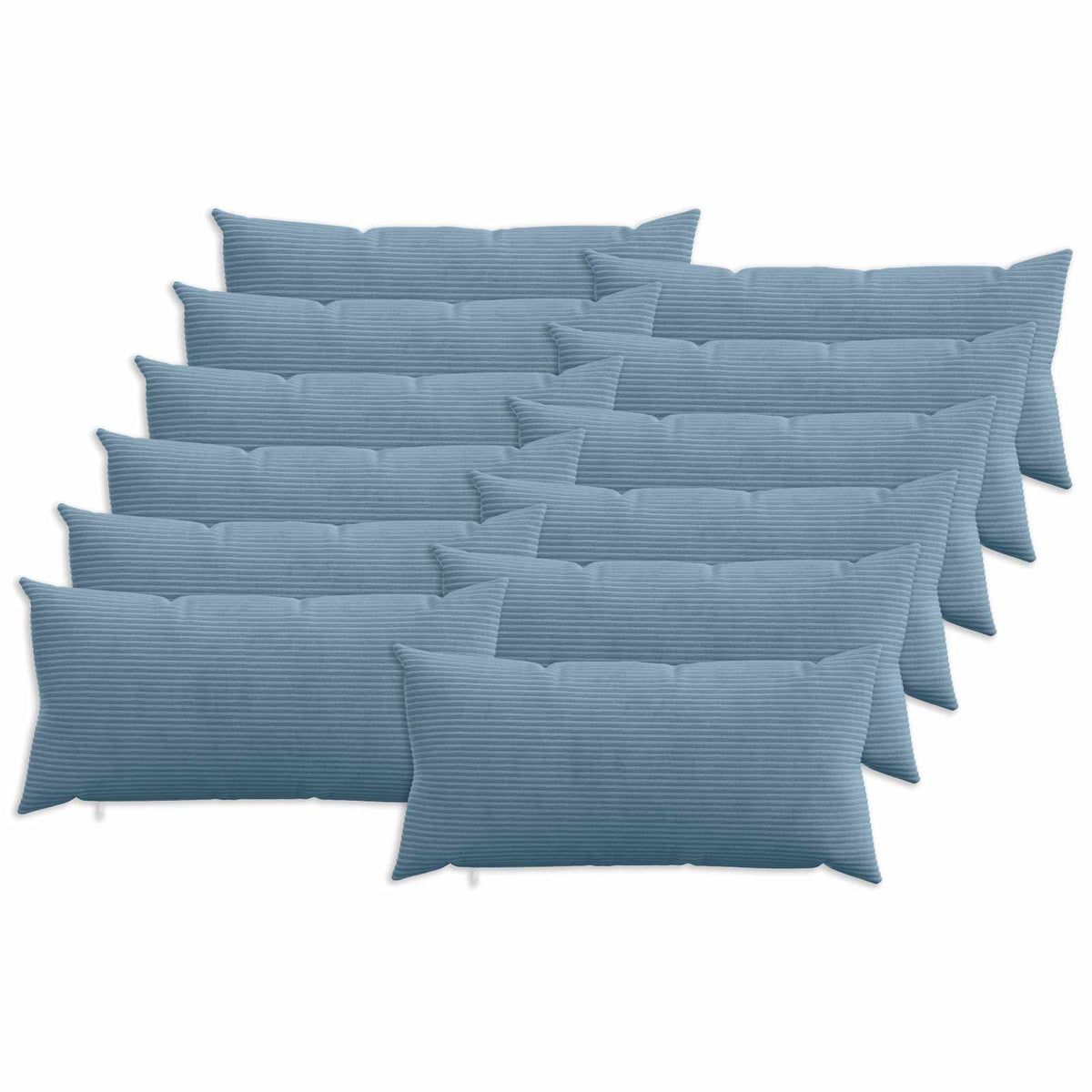 Cushion Cover 12 pcs HEERLEN Blue 40 x 80 cm Corduroy