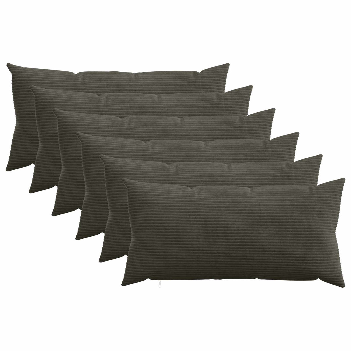 Cushion Cover 6 pcs HEERLEN Anthracite 40 x 80 cm Corduroy
