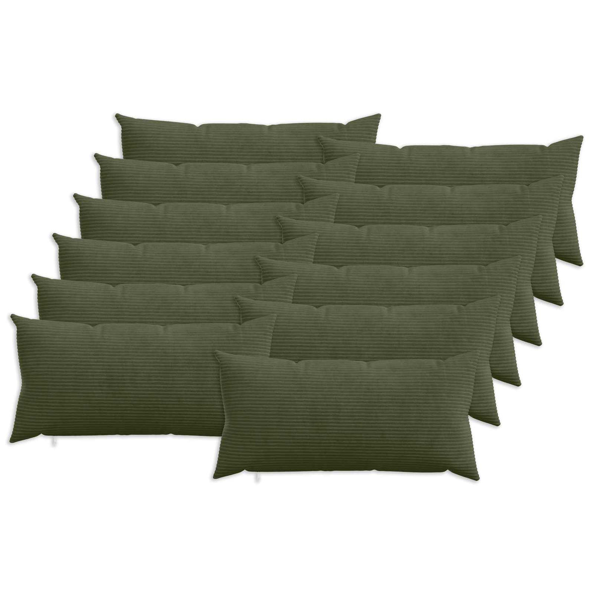Cushion Cover 12 pcs HEERLEN Green 40 x 80 cm Corduroy