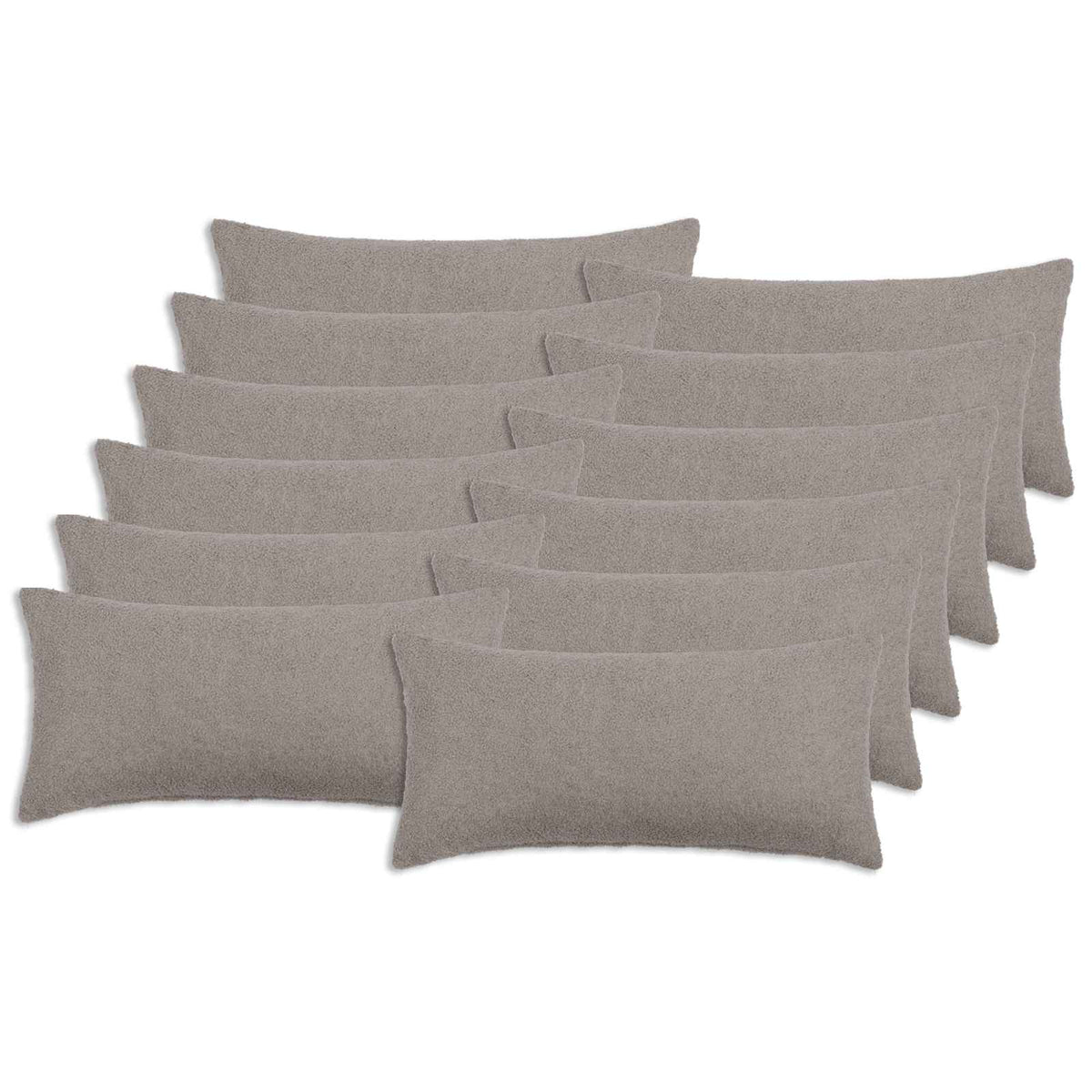Cushion Cover 12 pcs HEERLEN Light Grey 40 x 80 cm Bouclé
