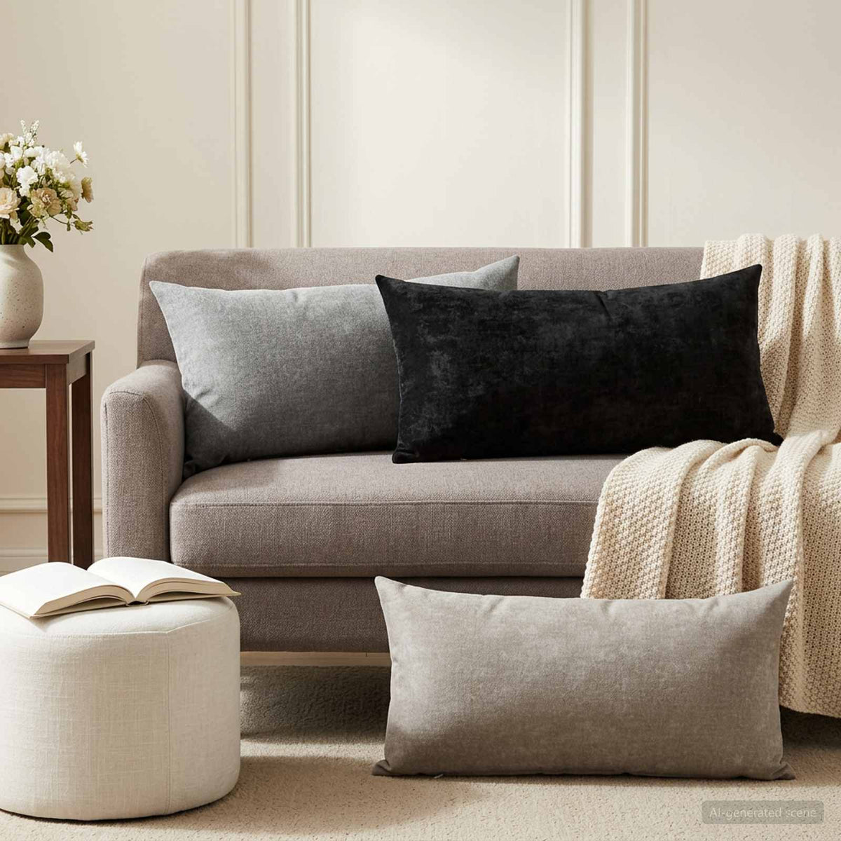 Throw Pillow 2 pcs HEERLEN Light Grey 40 x 80 cm