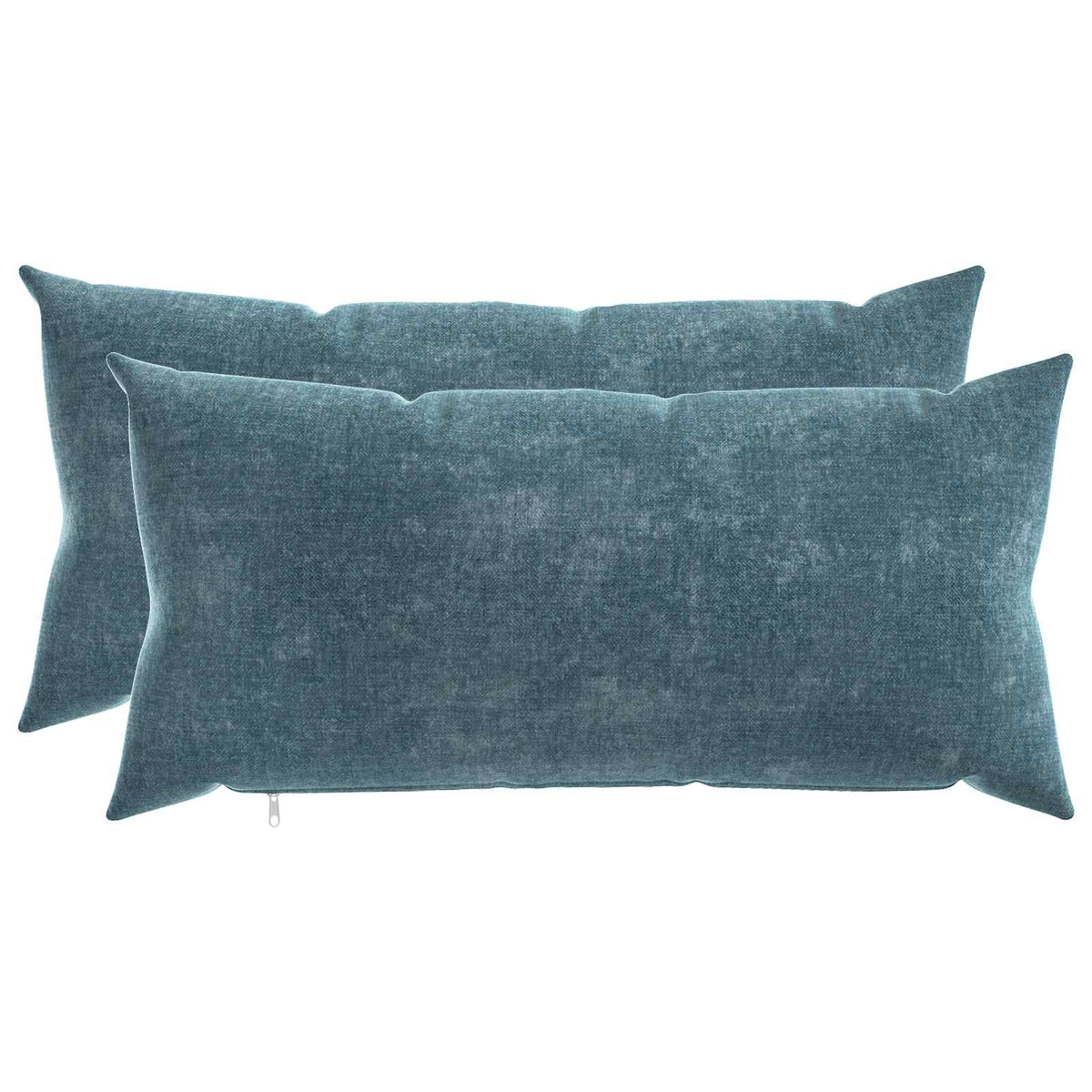 Cushion Cover 2 pcs HEERLEN Blue 40 x 80 cm Chenille Fabric