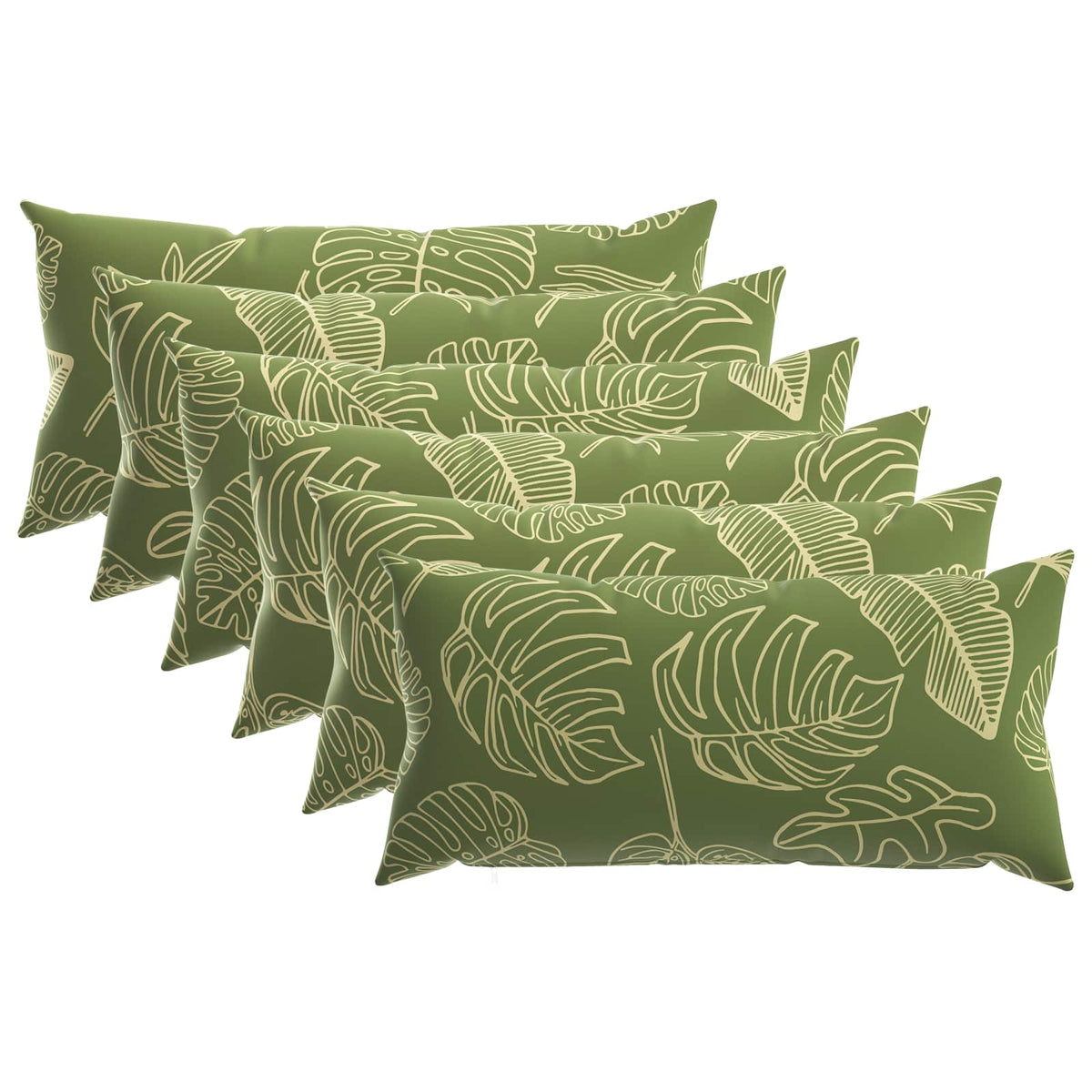 Cushion Cover 6 pcs HEERLEN Leaf Design 40 x 80 cm Polyester