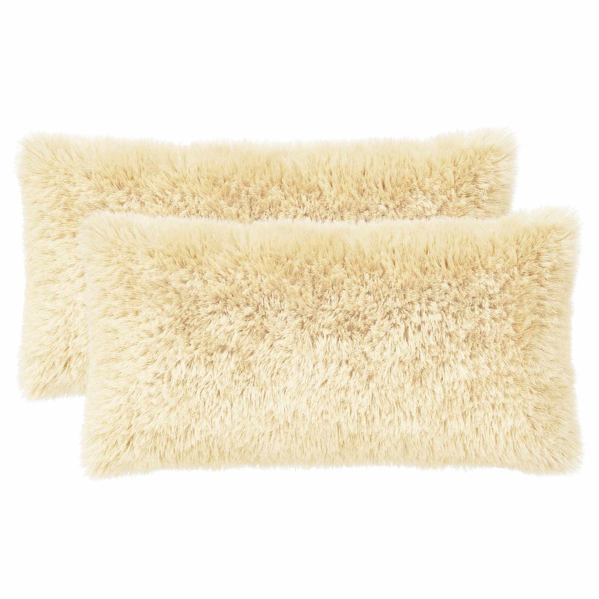 Cushion Cover 2 pcs HEERLEN Cream 40 x 80 cm PV Fleece