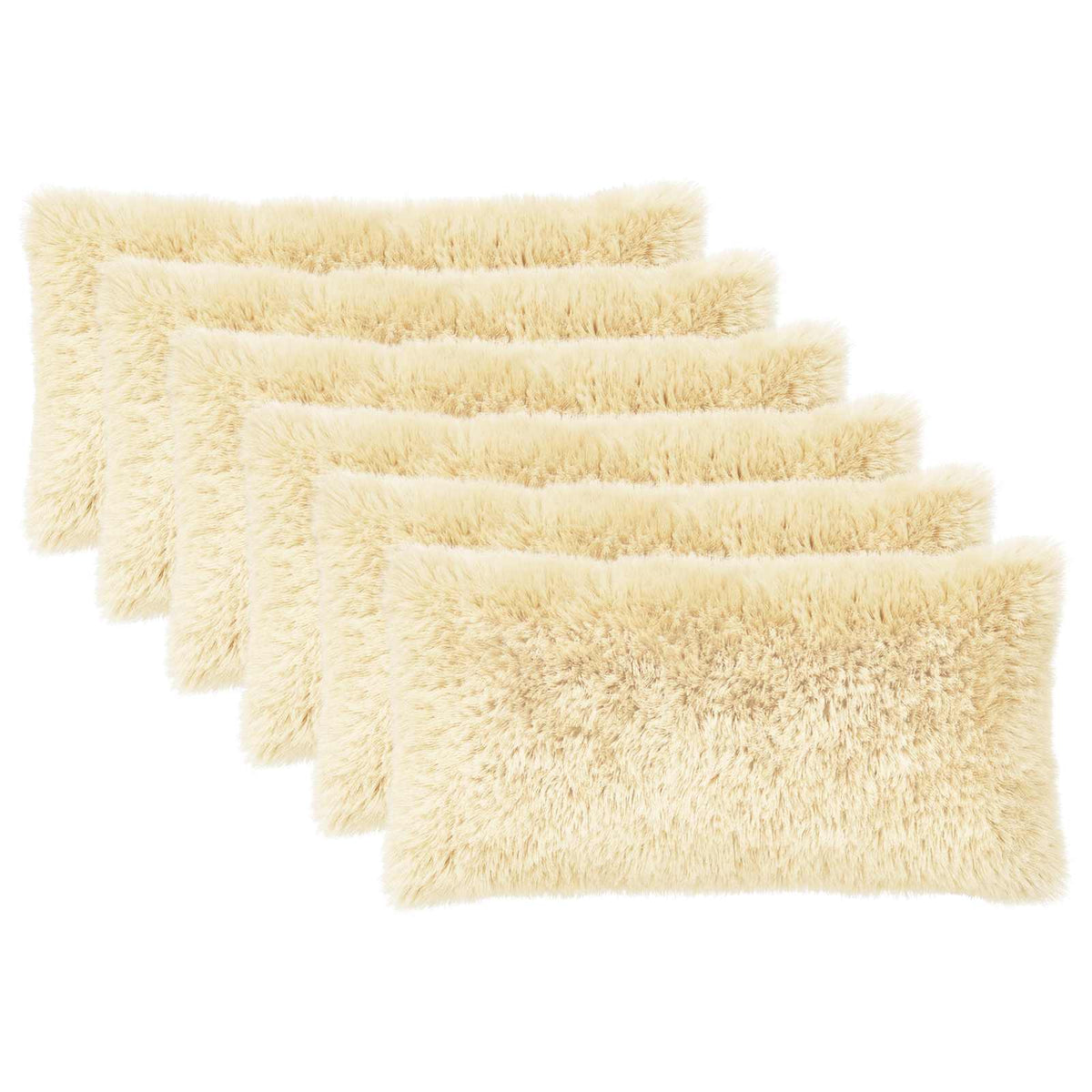 Cushion Cover 6 pcs HEERLEN Cream 40 x 80 cm PV Fleece