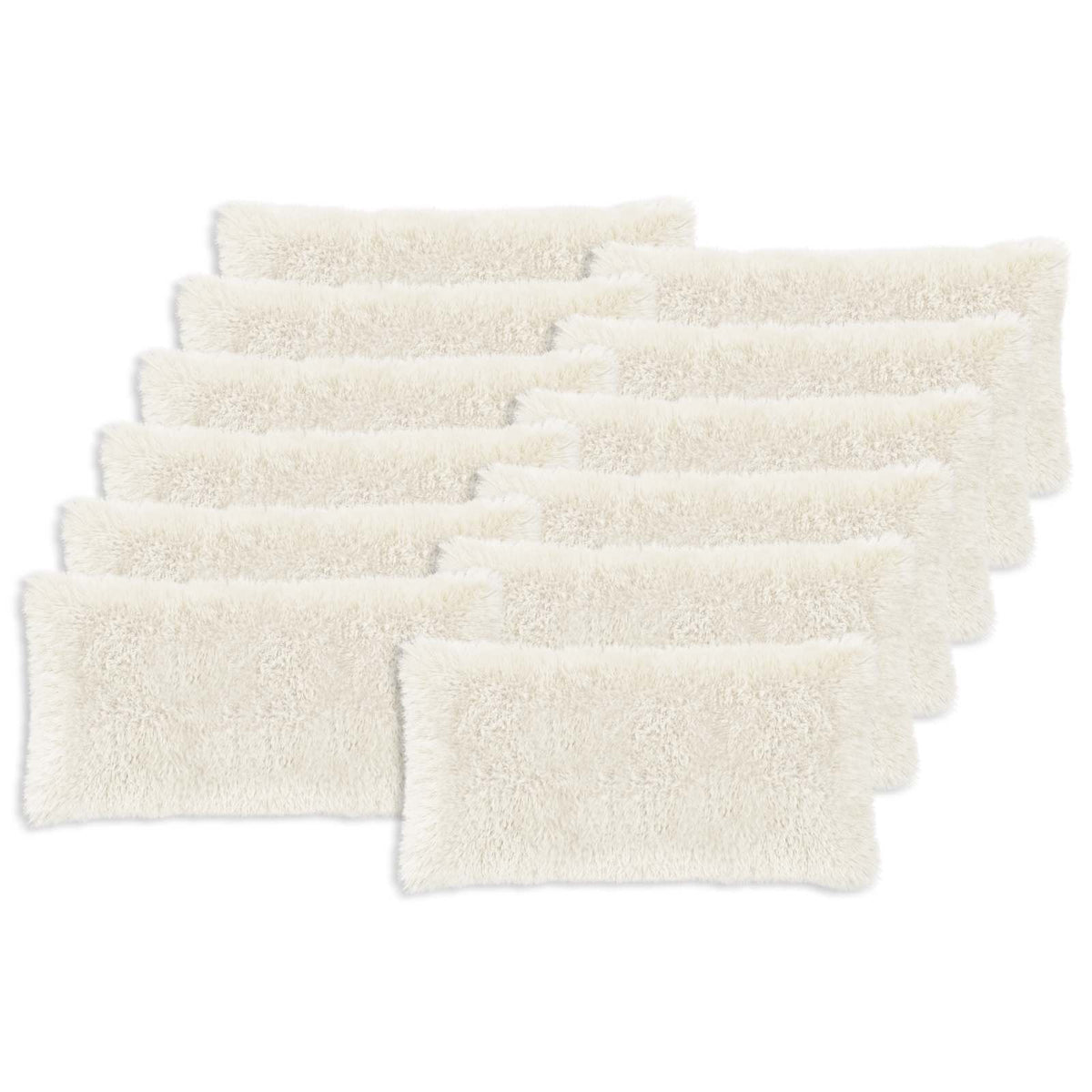 Cushion Cover 12 pcs HEERLEN White 40 x 80 cm PV Fleece
