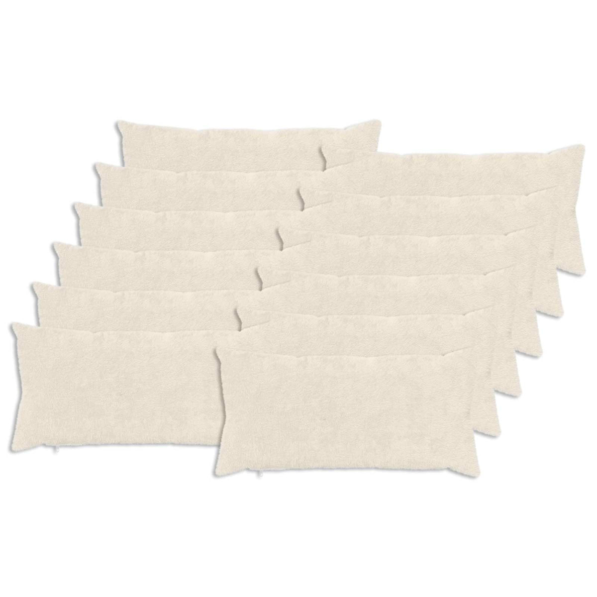 Cushion Cover 12 pcs HEERLEN White 40 x 80 cm Faux Rabbit Fur