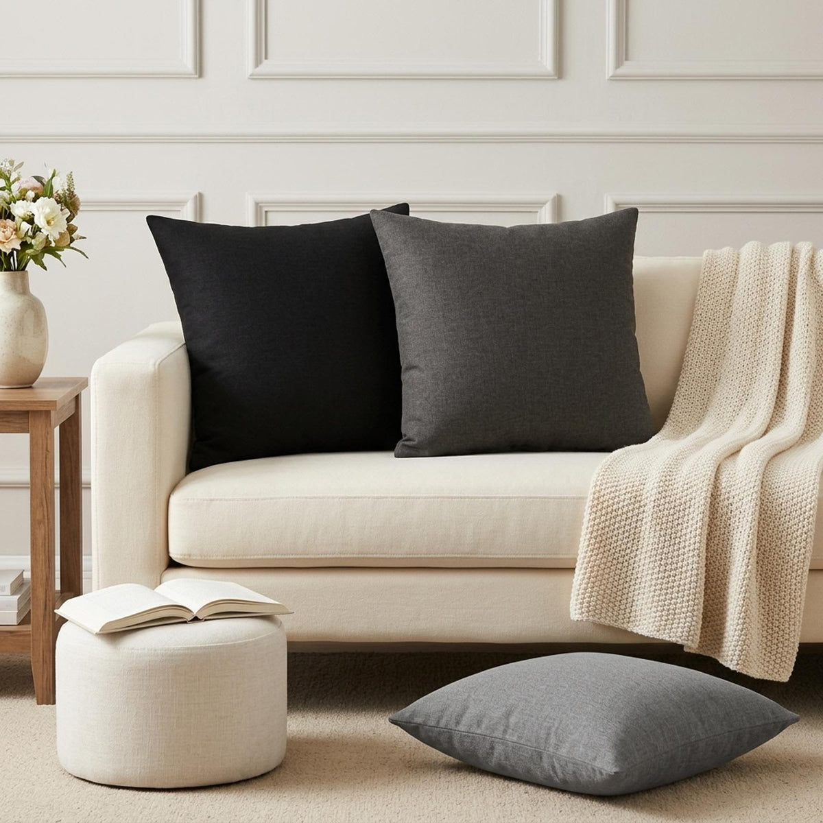 Throw Pillow 12 pcs HEERLEN Light Grey 50 x 50 cm Fabric