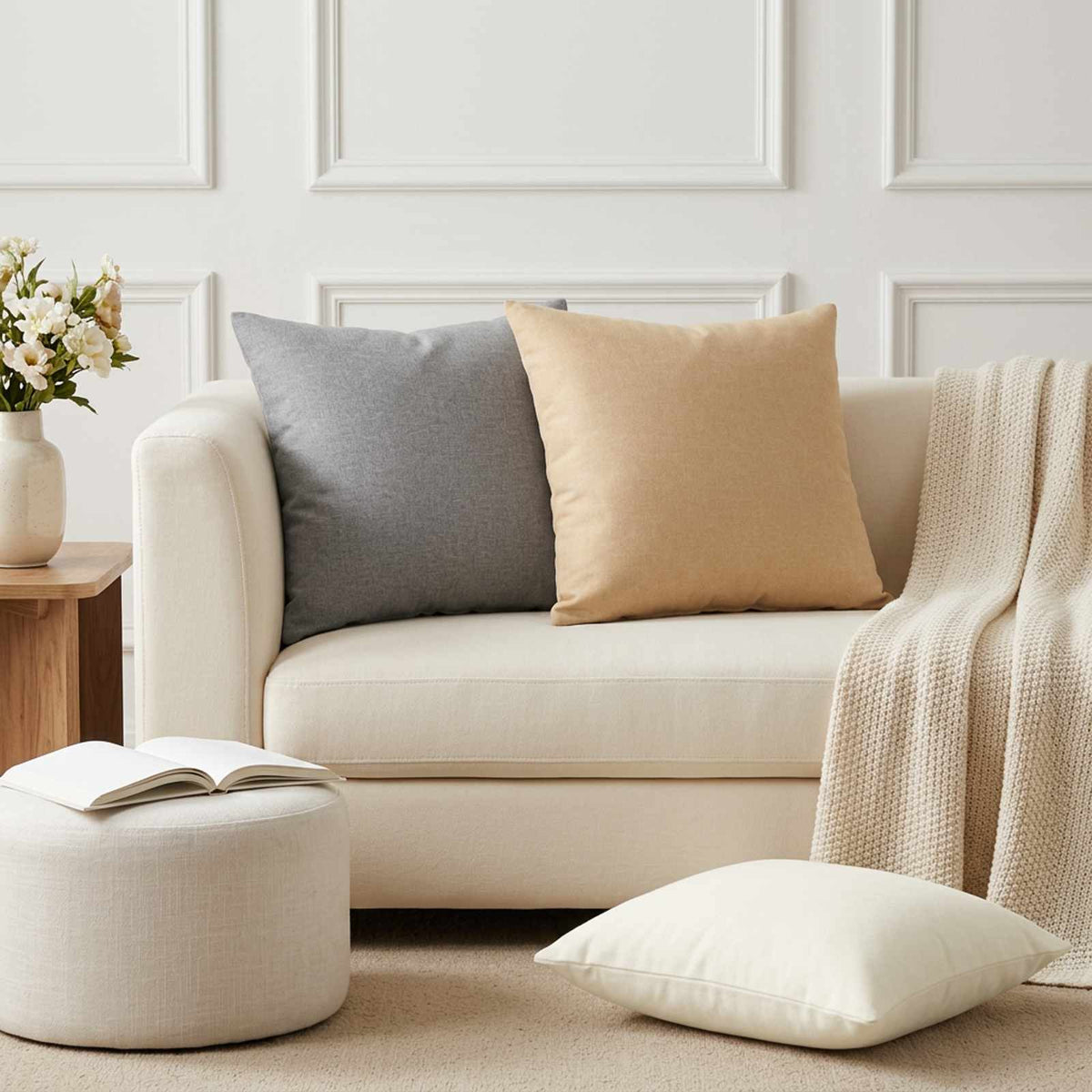 Throw Pillow 12 pcs HEERLEN Cloud Grey 45 x 45 cm Fabric