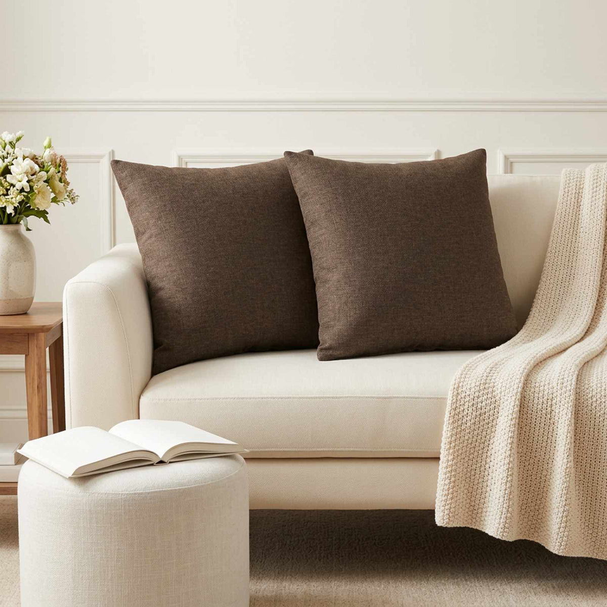 Throw Pillow 2 pcs HEERLEN Taupe 50 x 50 cm Fabric